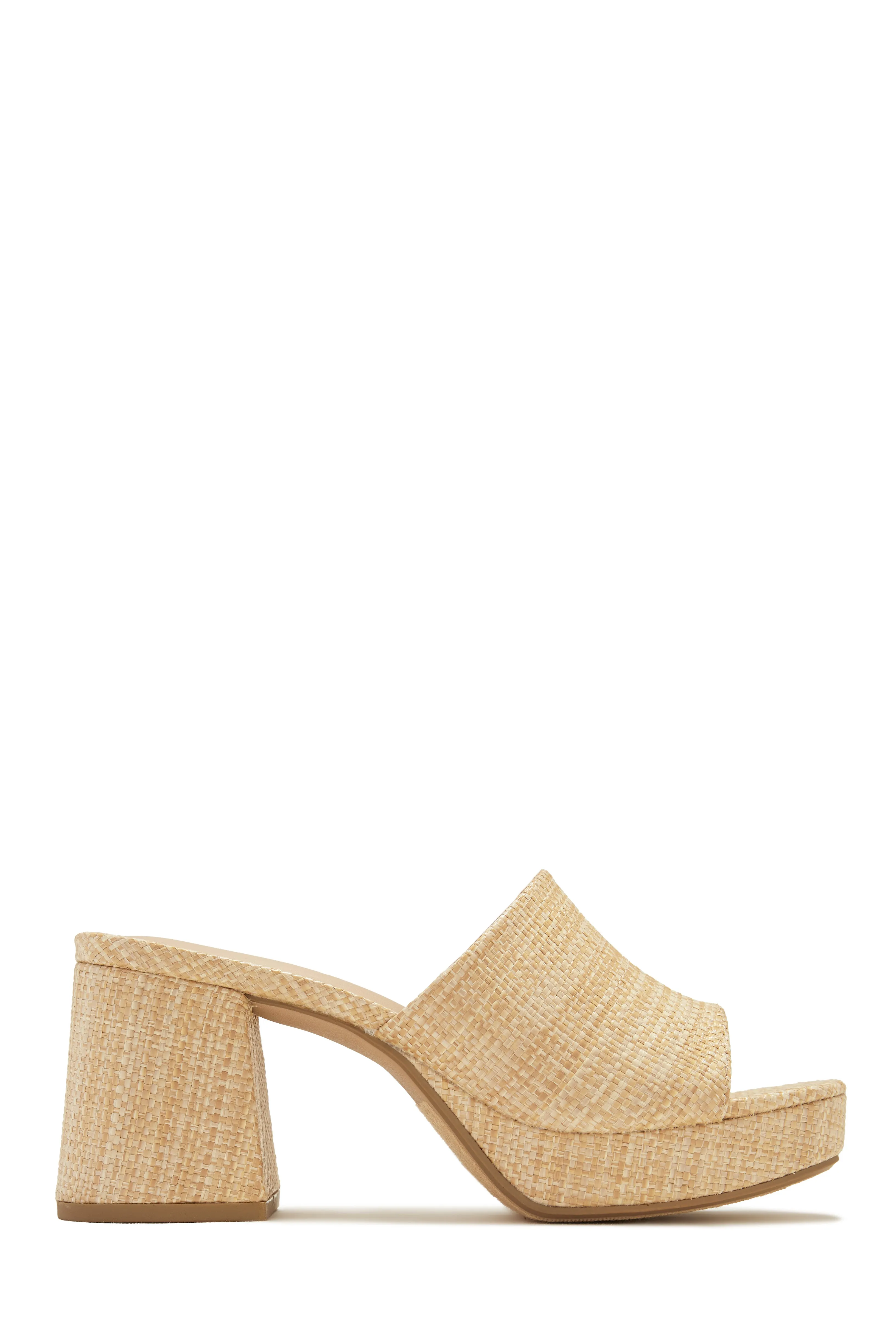 Weekend Getaway Platform Block Heel Mules - Natural sold by Miss Lola product image thumbnail 5