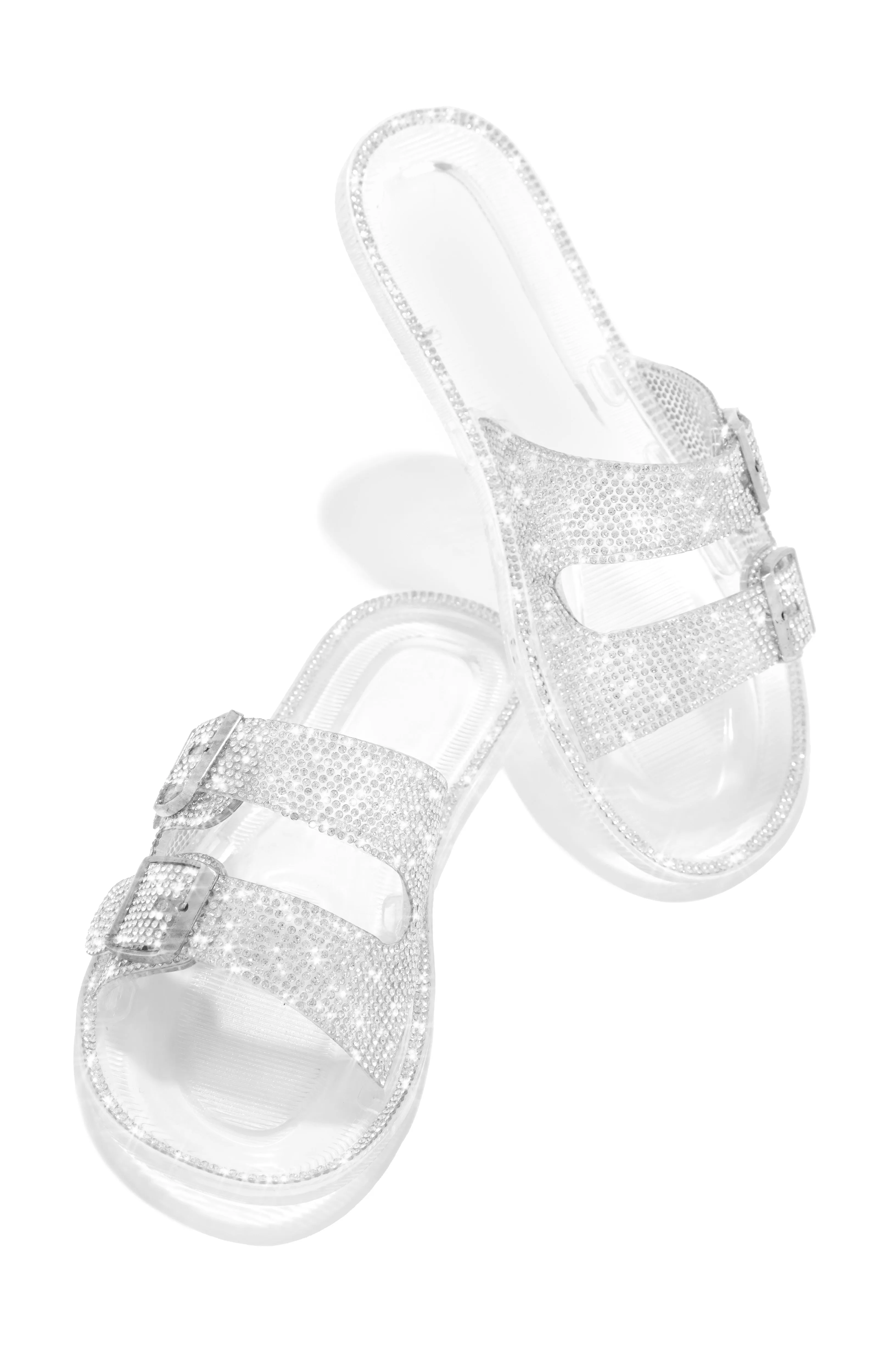 La Mer Embellished Jelly Slip On Sandals - Clear sold by Miss Lola product image thumbnail 5
