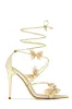 Fantasy Dreams Butterfly Embellished Lace Up Heels - Gold sold by Miss Lola