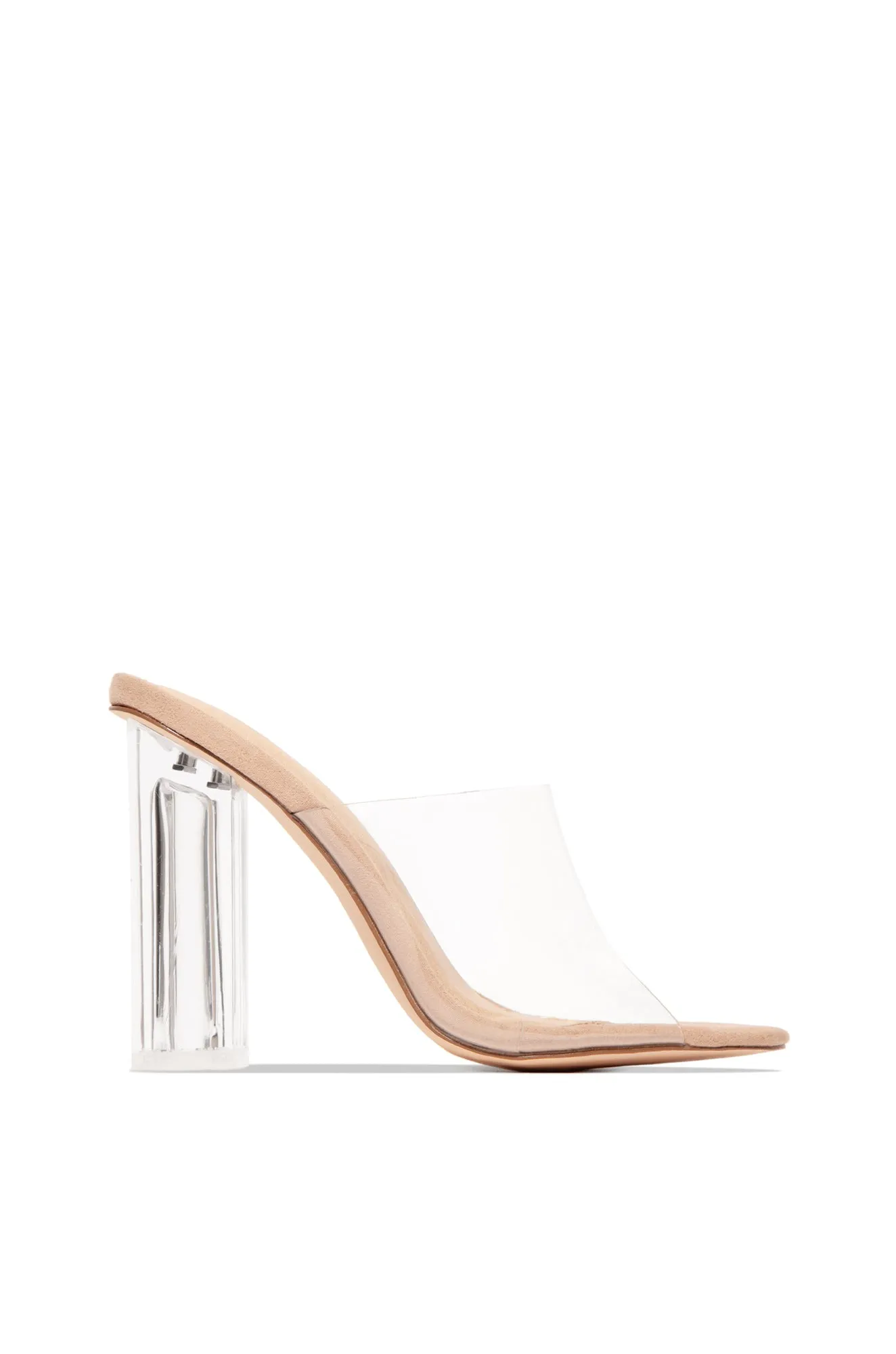Above Status Clear Strap Block High Heel Mules - Nude sold by Miss Lola product image thumbnail 2
