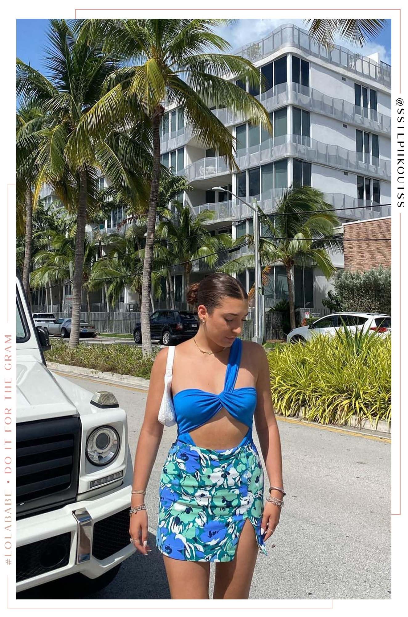 Makara High Waist Mini Skirt - Blue Floral sold by Miss Lola product image thumbnail 2