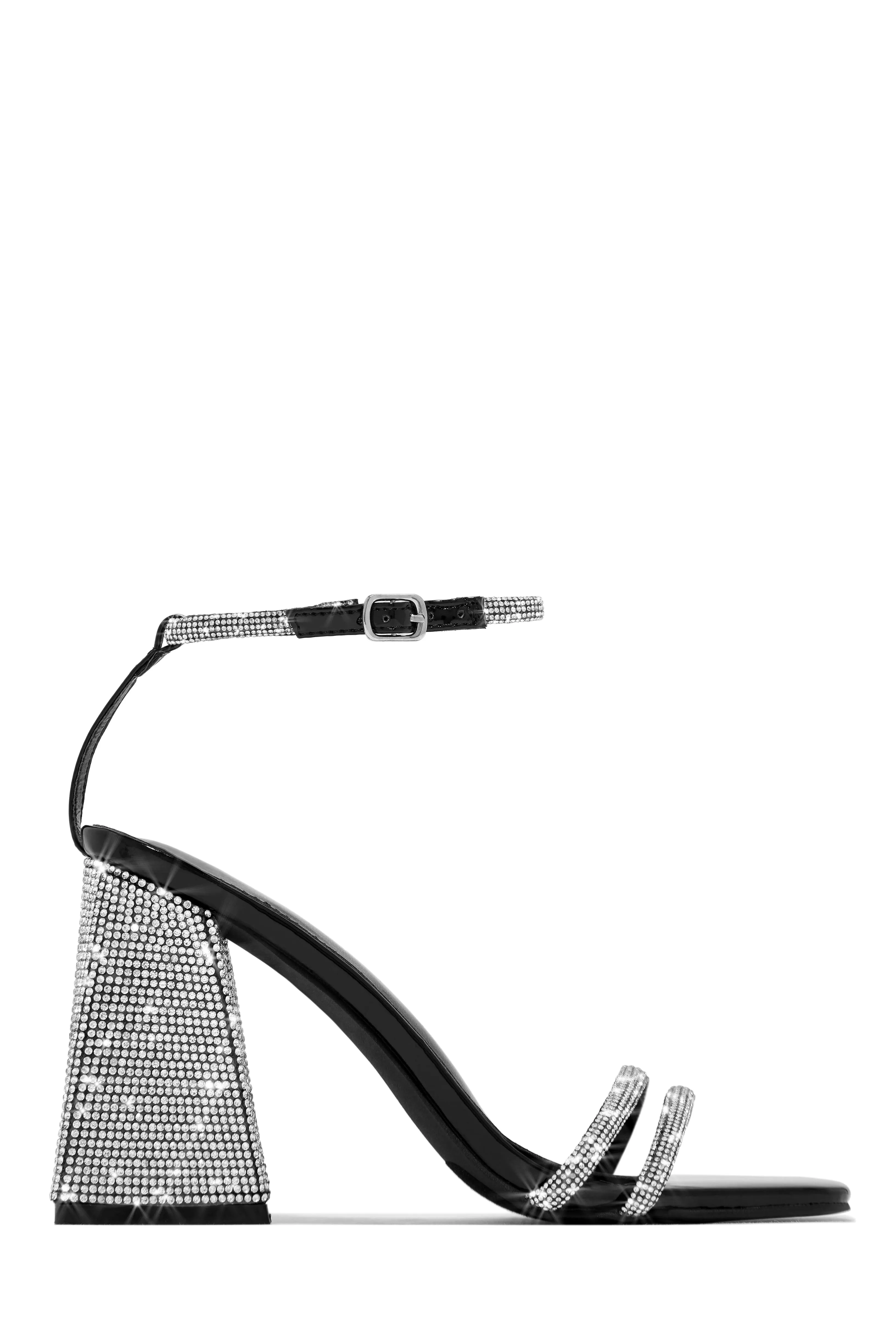 Celebrate You Embellished Triangle Block Heels - Black sold by Miss Lola