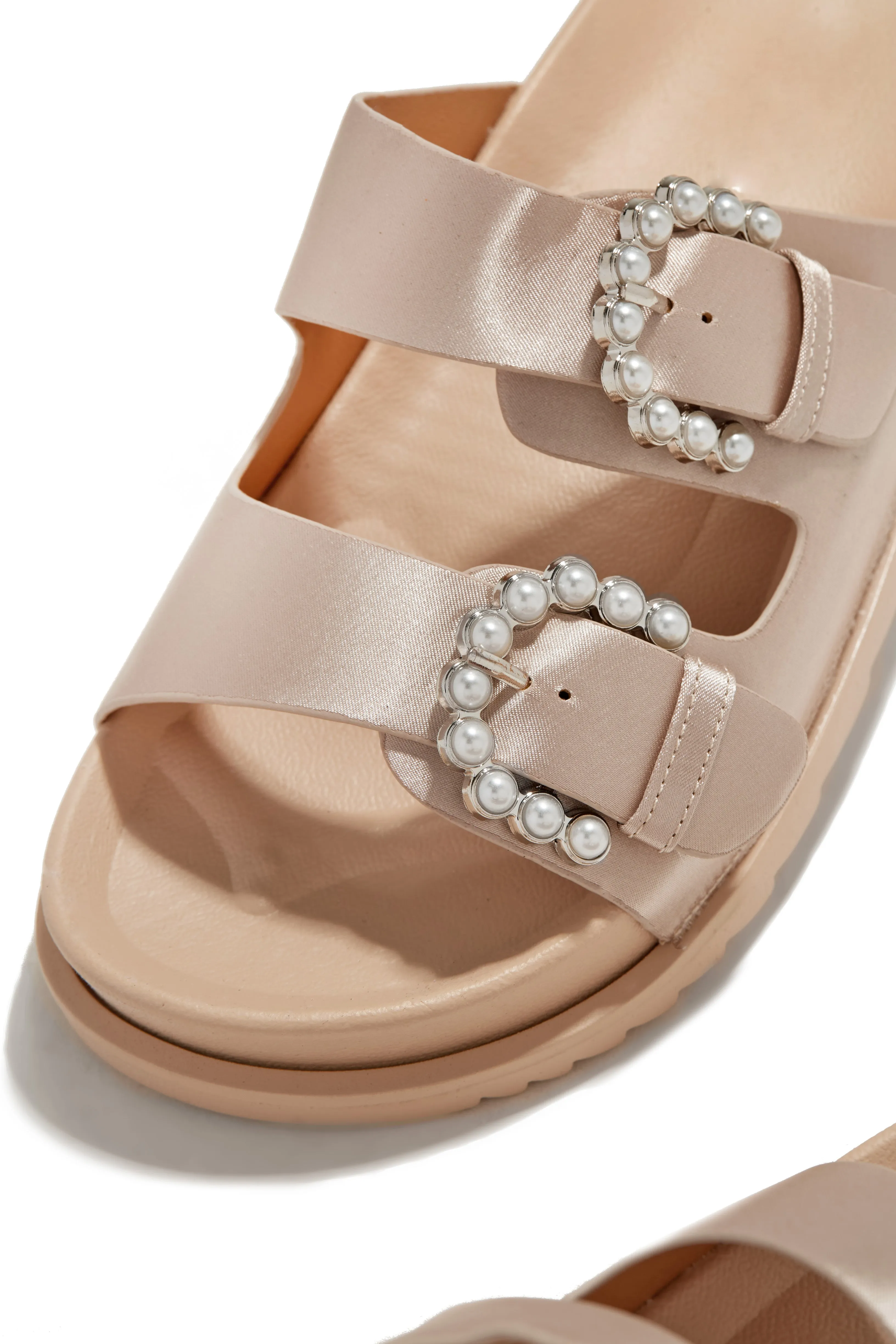 Golden Beaches Embellished Slip On Sandals - Nude sold by Miss Lola product image thumbnail 3