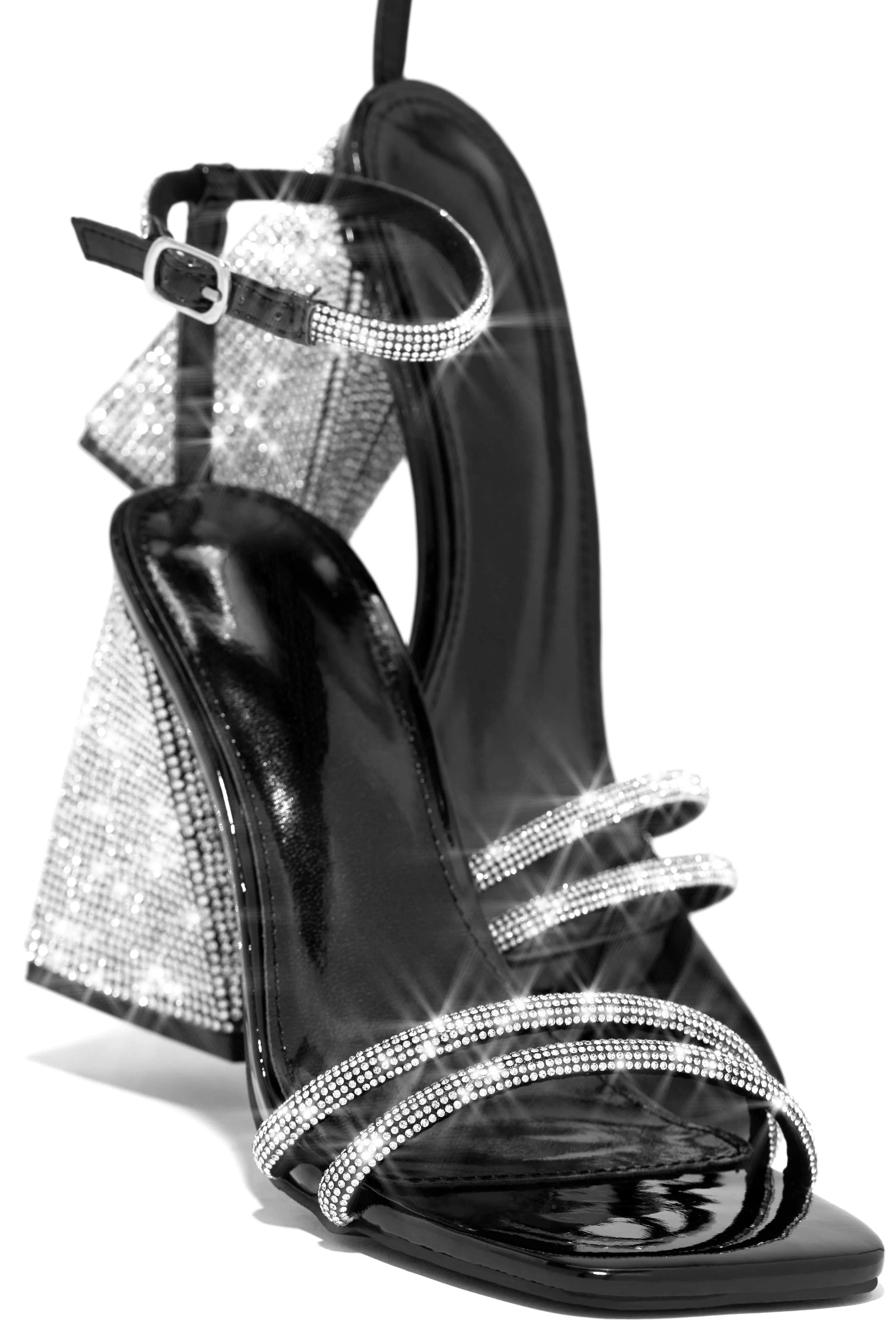 Celebrate You Embellished Triangle Block Heels - Black sold by Miss Lola product image thumbnail 3