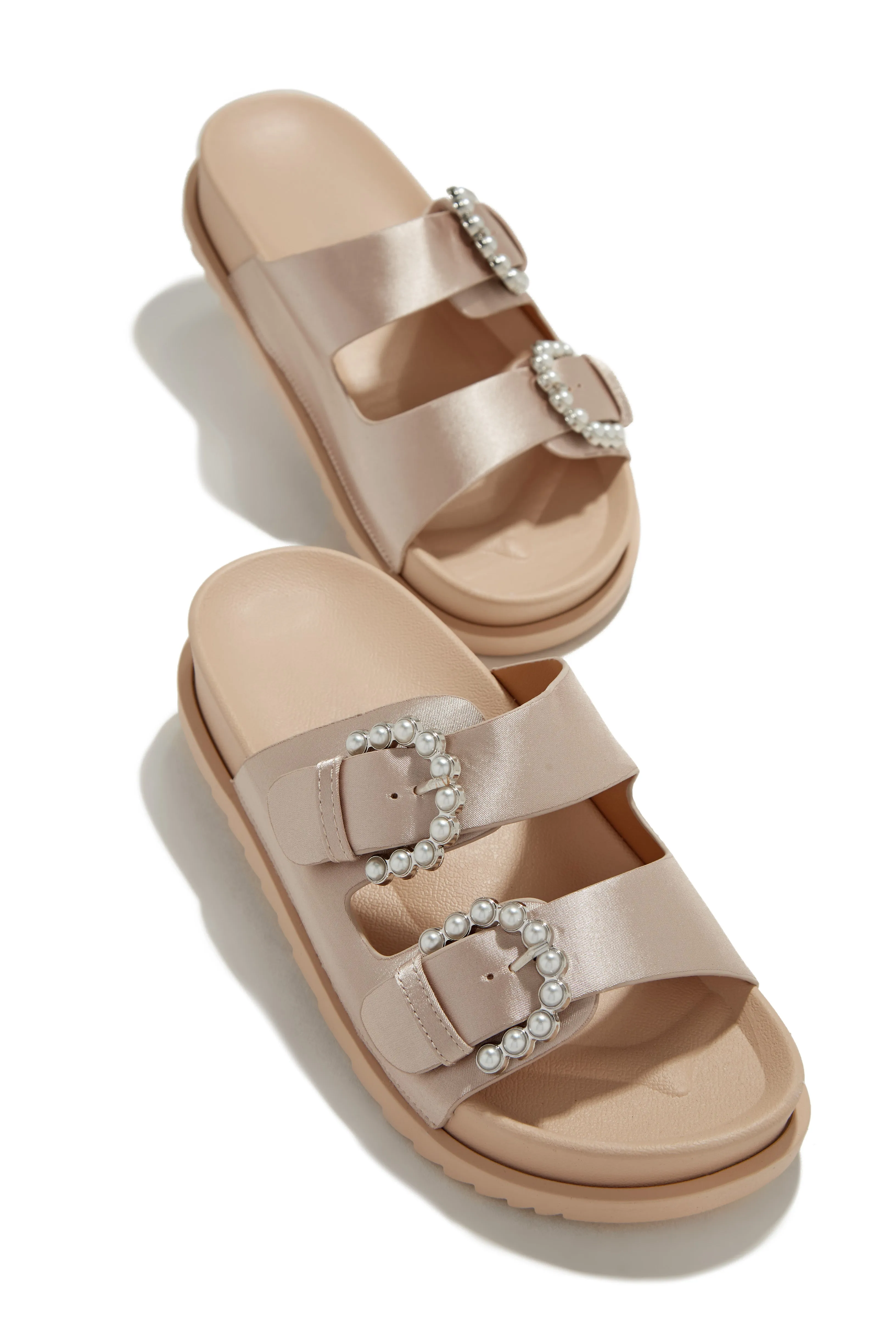 Golden Beaches Embellished Slip On Sandals - Nude sold by Miss Lola product image thumbnail 4