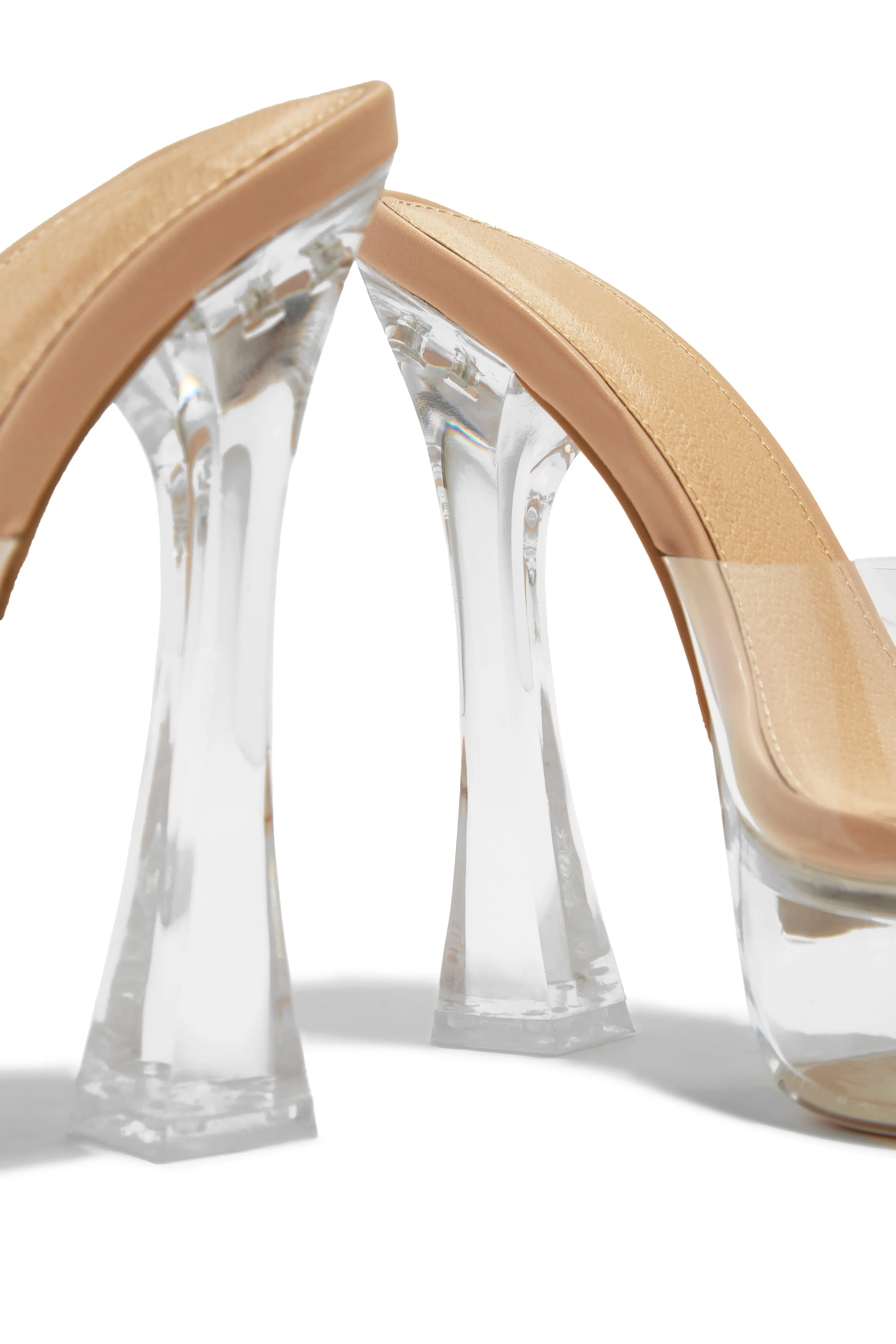 Raylee High Heel Platform Mules - Nude sold by Miss Lola product image thumbnail 4