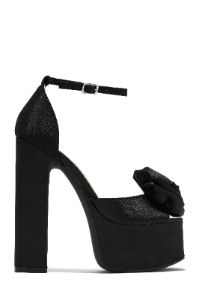 Romilly Peep Toe Platform Block High Heels - Red sold by Miss Lola