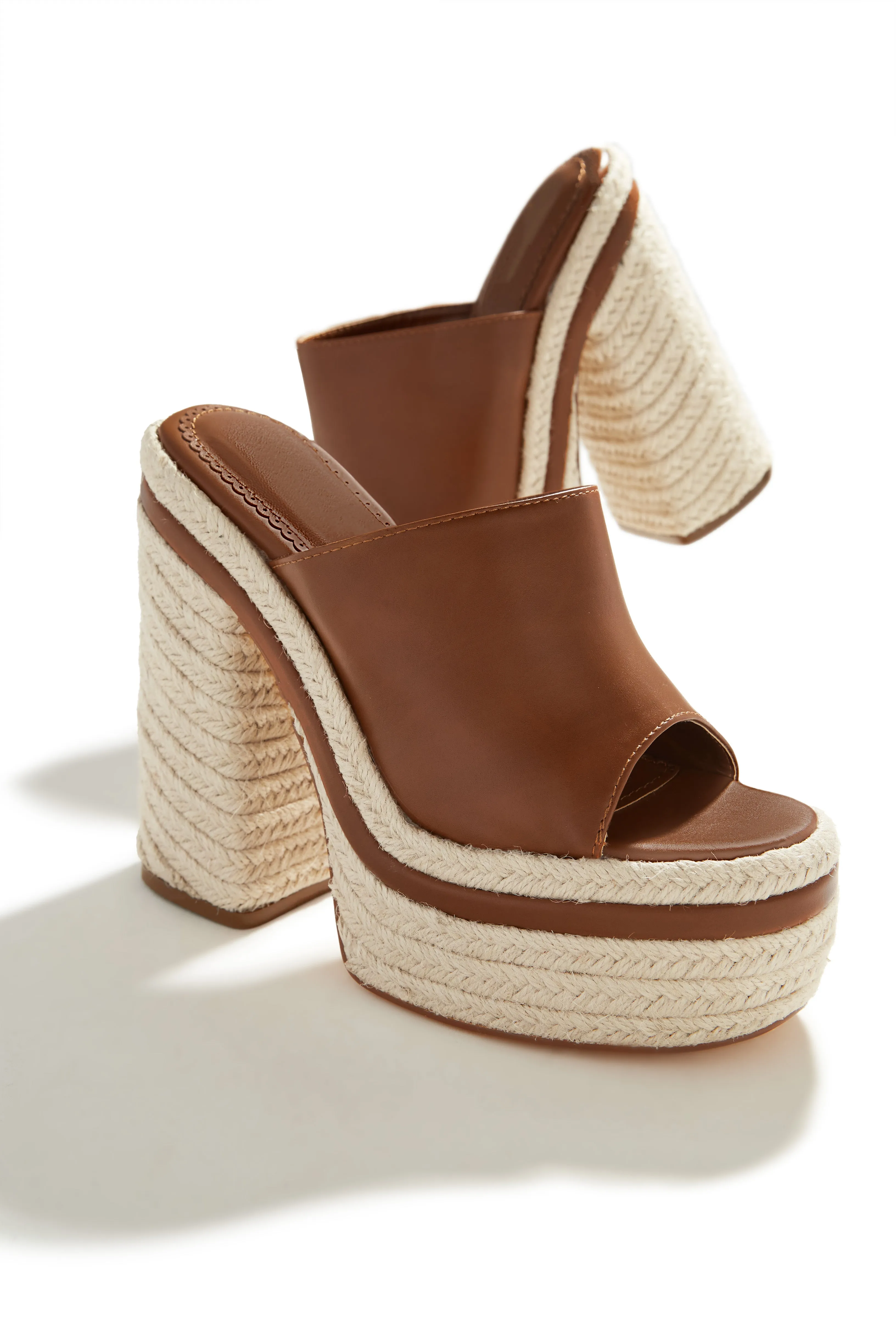 Weekend Attire Platform Block Heel Mules - Tan sold by Miss Lola product image thumbnail 2