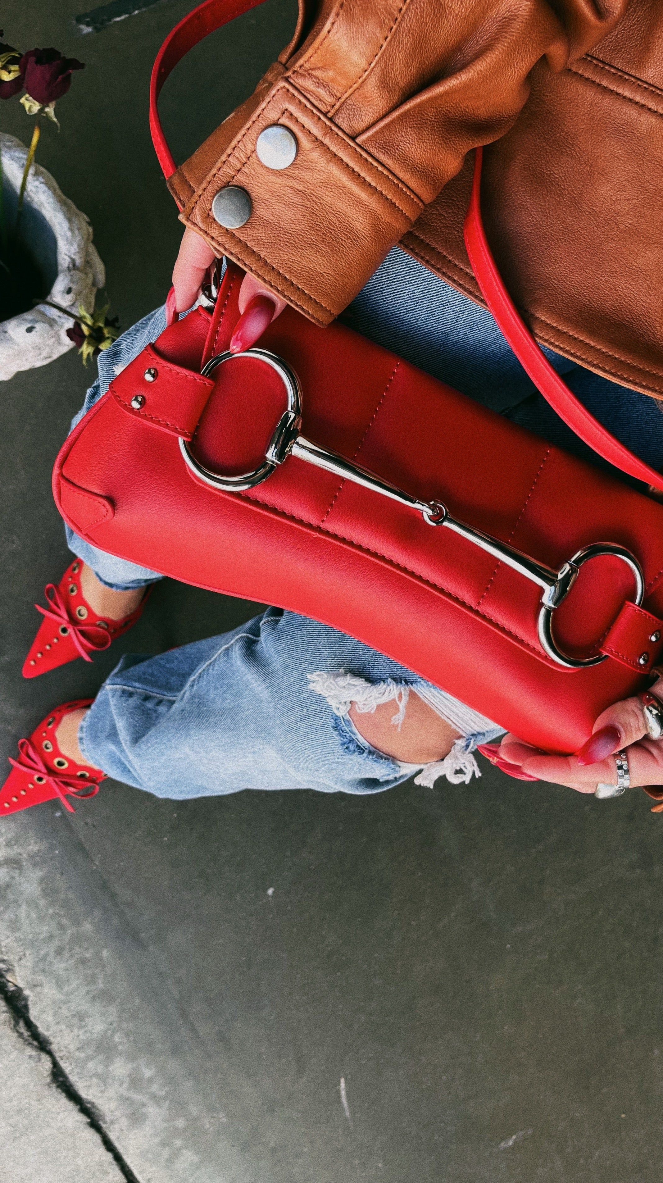 Caia Shoulder Bag - Red sold by Miss Lola product image thumbnail 2