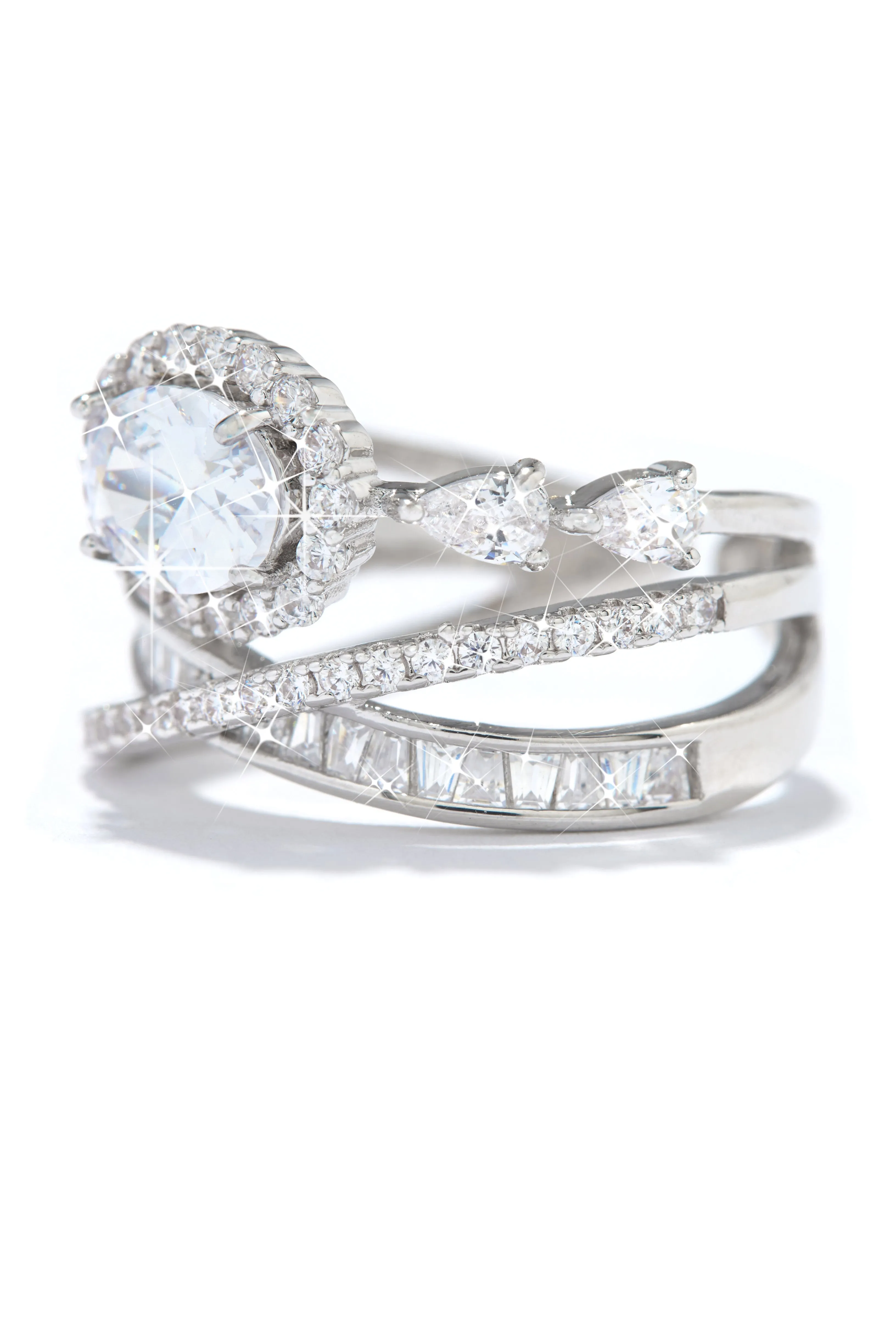 Perfect Night Embellished Adjustable Ring - Silver sold by Miss Lola