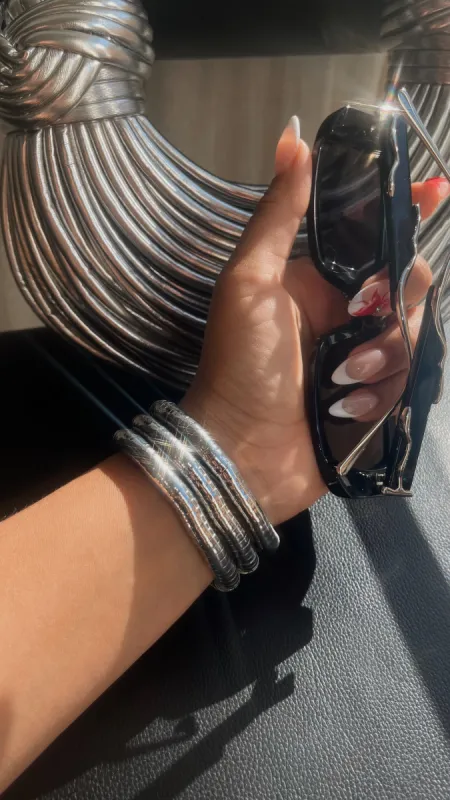 Kimani Elastic Bracelet Set - Silver sold by Miss Lola
