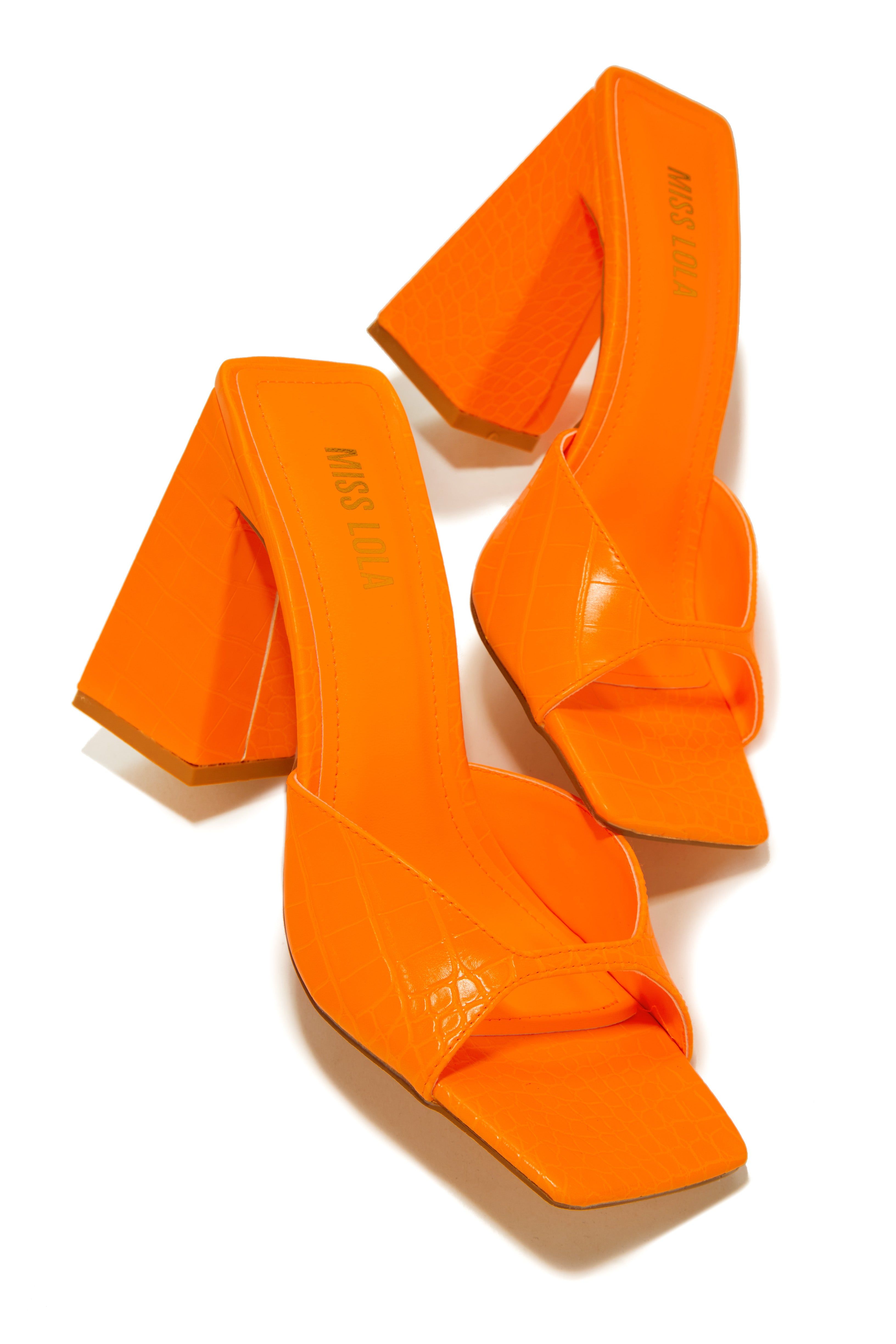 Azaria Block Heel Mules - Orange sold by Miss Lola product image thumbnail 2