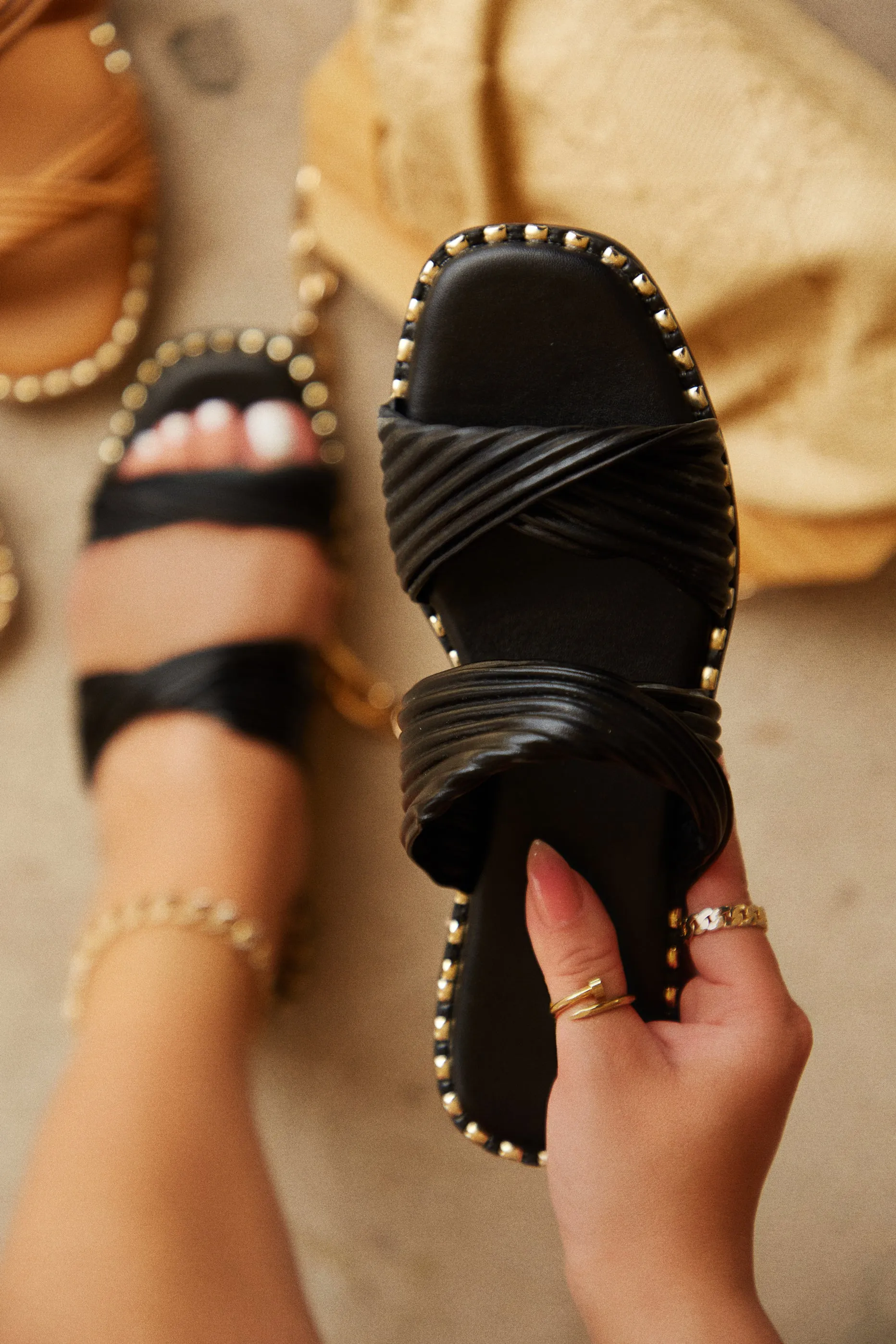 Cabo Dreams Slip On Sandals - Black sold by Miss Lola