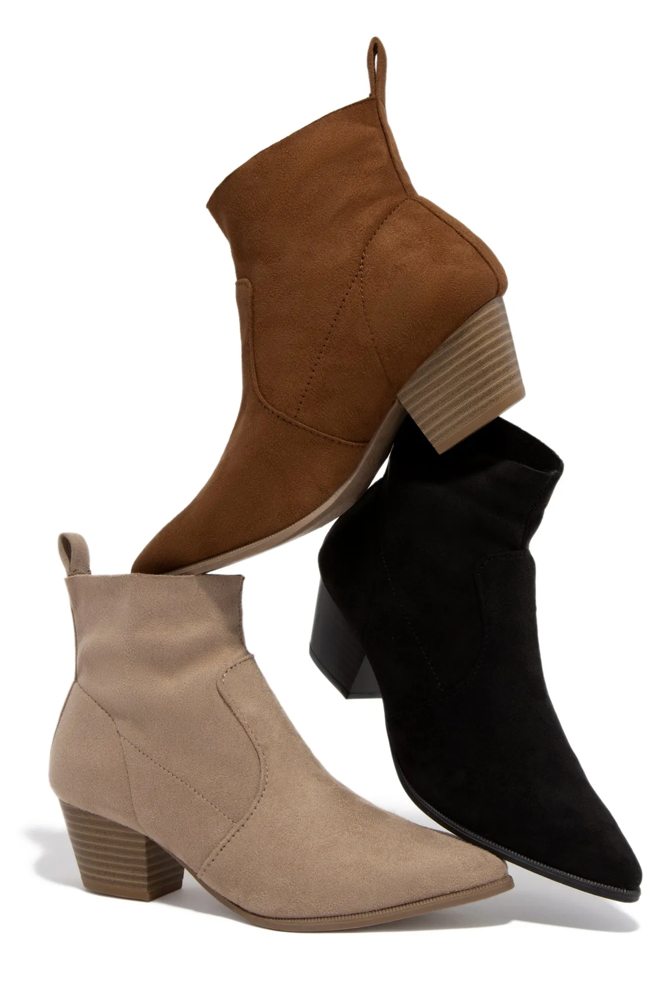 Kinsley Block Mid Heel Ankle Boots - Tan sold by Miss Lola product image thumbnail 2