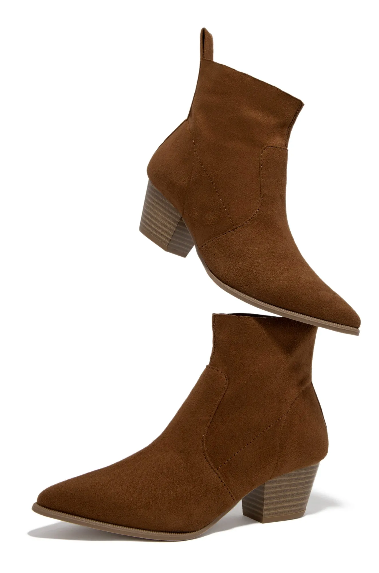 Kinsley Block Mid Heel Ankle Boots - Tan sold by Miss Lola product image thumbnail 5