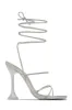 Loving Heart Lace Up High Heels - Silver sold by Miss Lola
