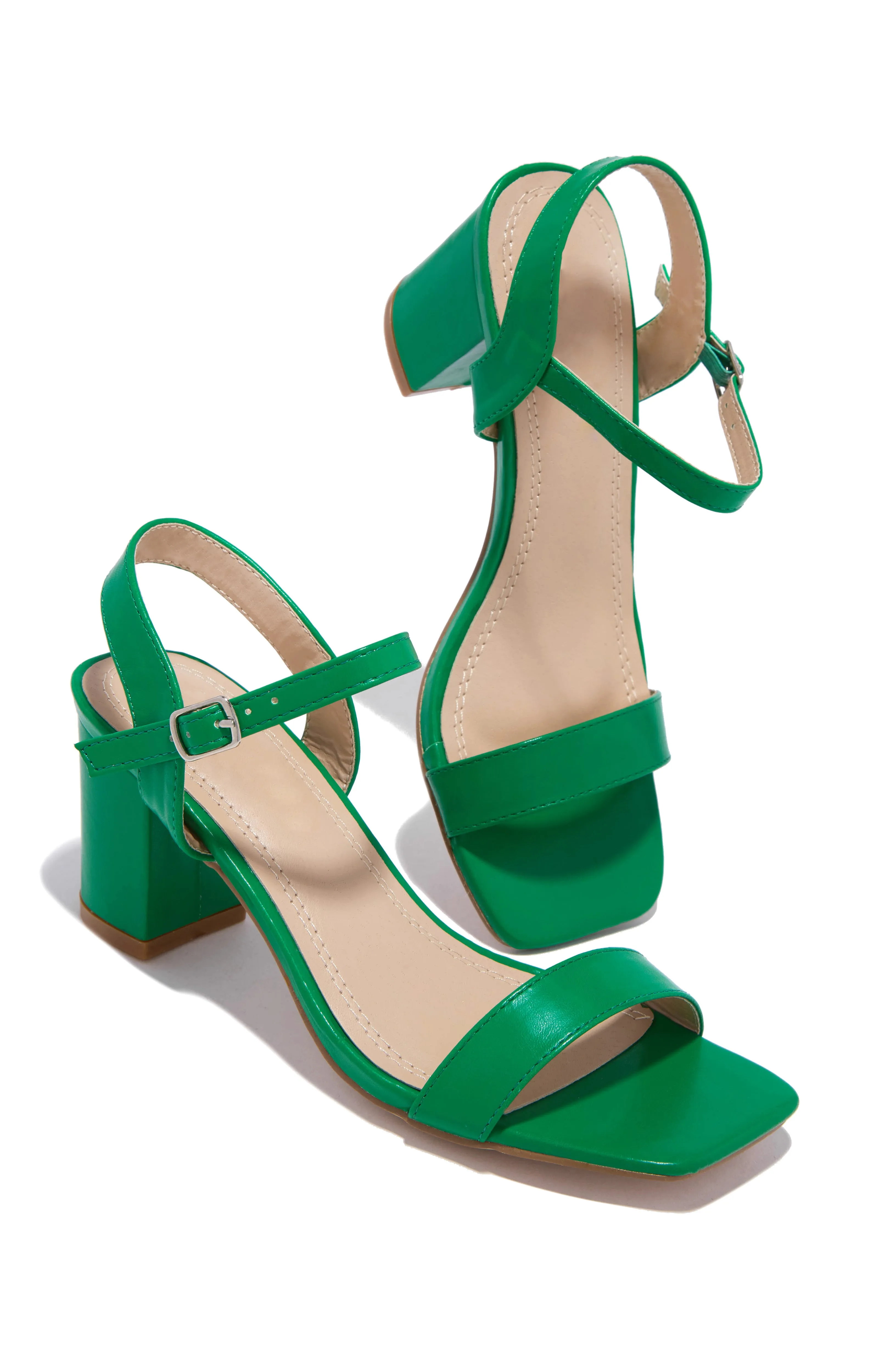 Deryna Ankle Strap Block Heels - Green sold by Miss Lola product image thumbnail 4