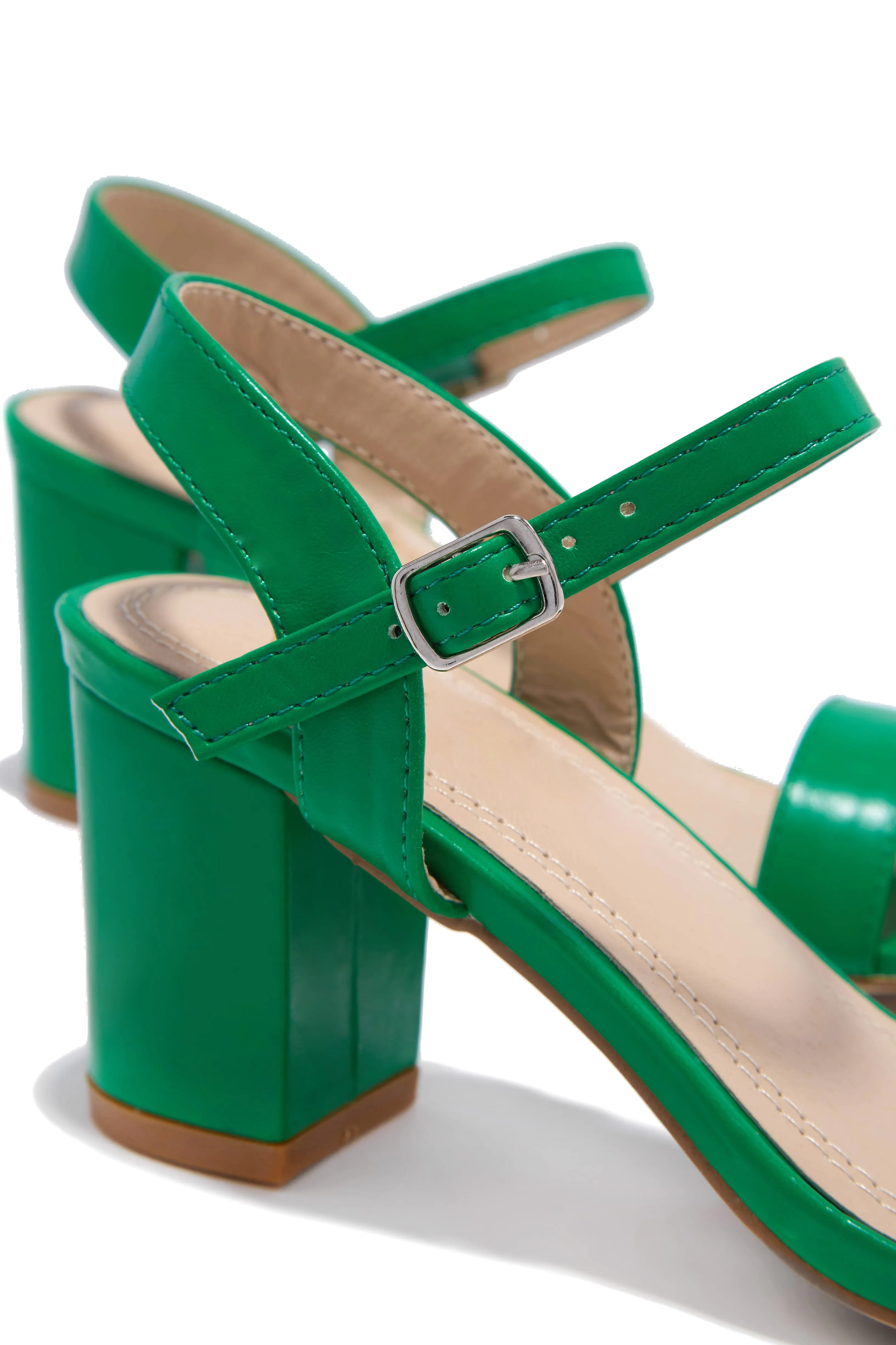 Deryna Ankle Strap Block Heels - Green sold by Miss Lola product image thumbnail 2