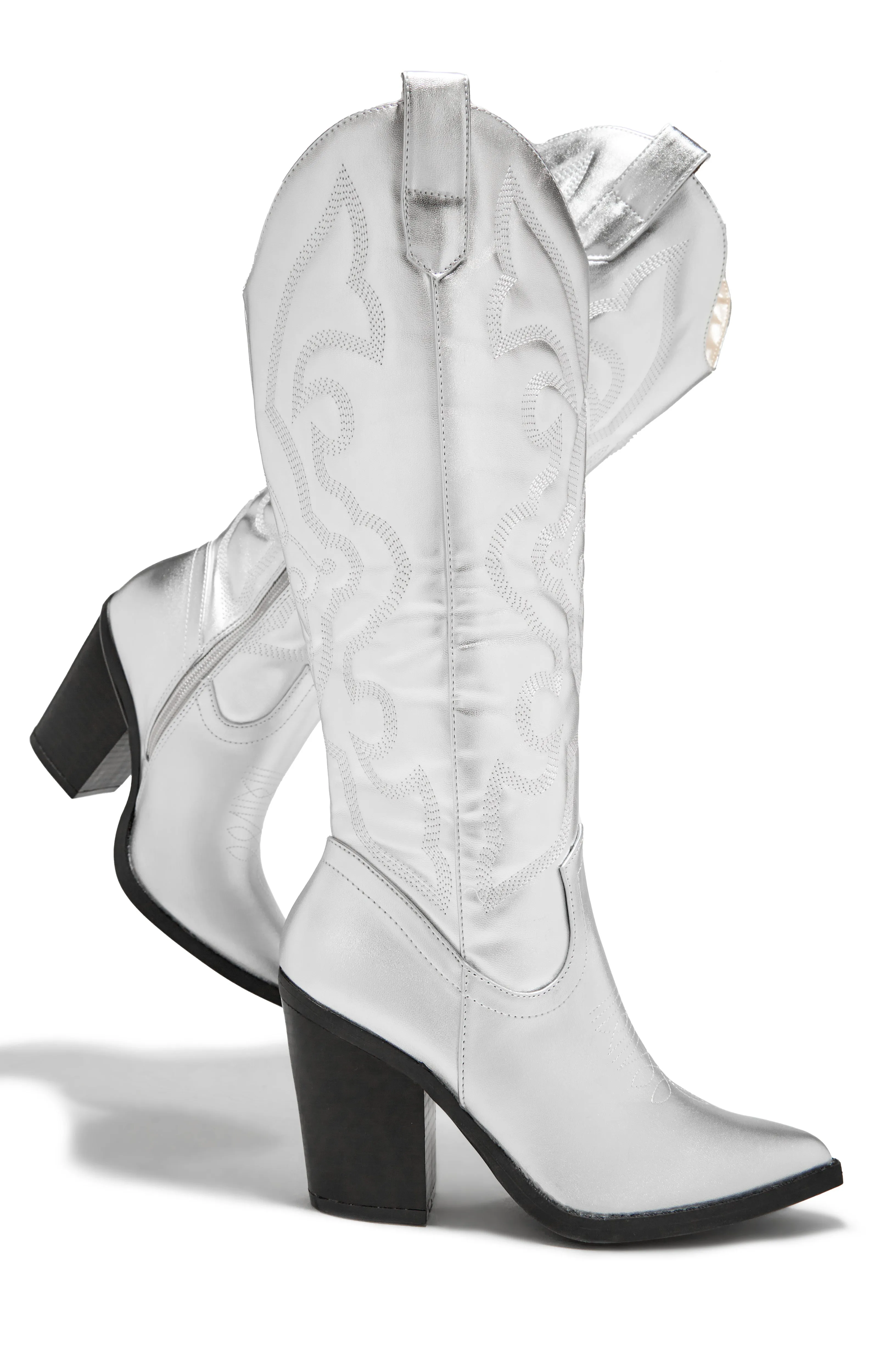 Fashion Muse Western Cowgirl Boots - Silver sold by Miss Lola product image thumbnail 2