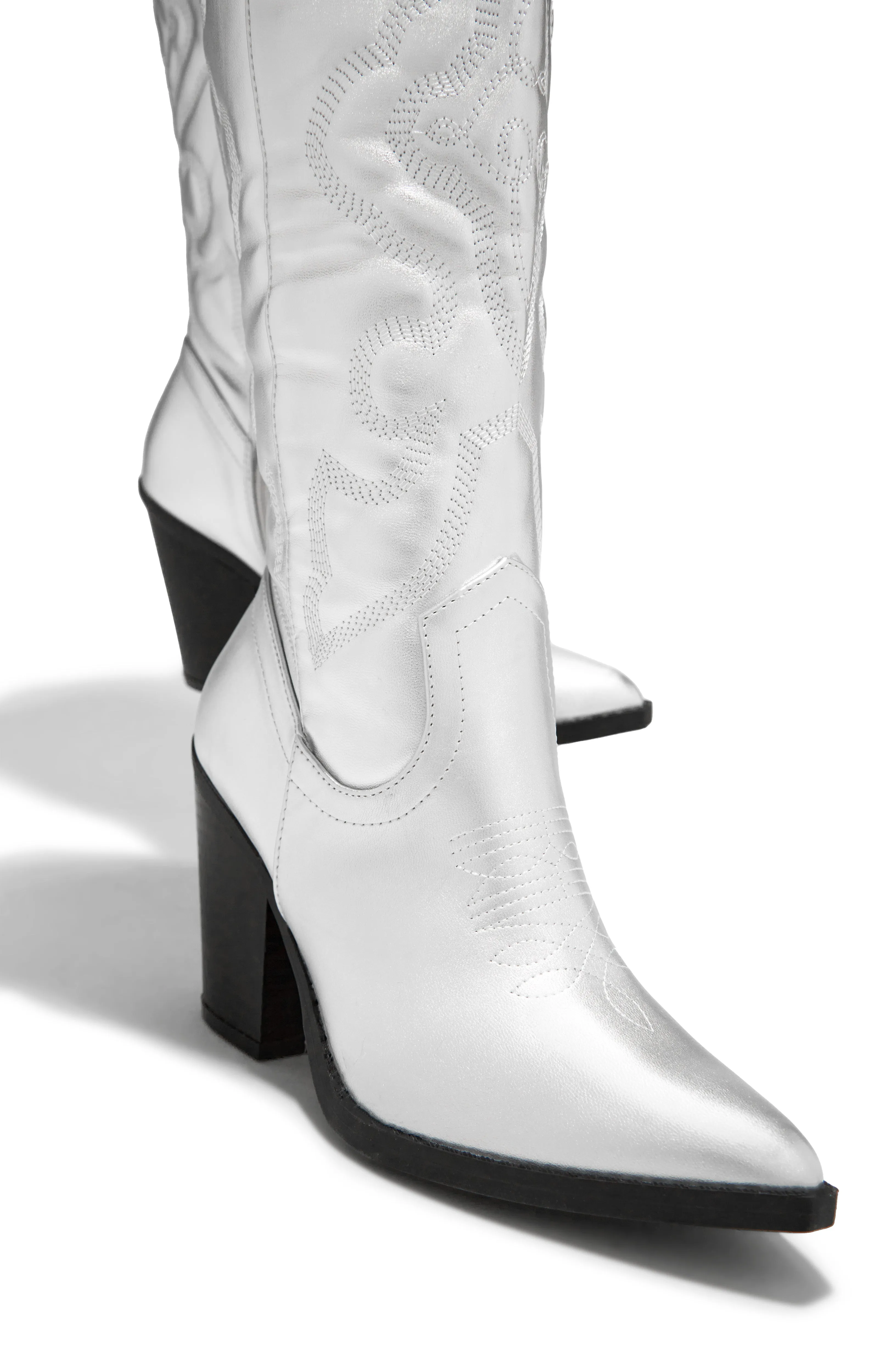 Fashion Muse Western Cowgirl Boots - Silver sold by Miss Lola product image thumbnail 3