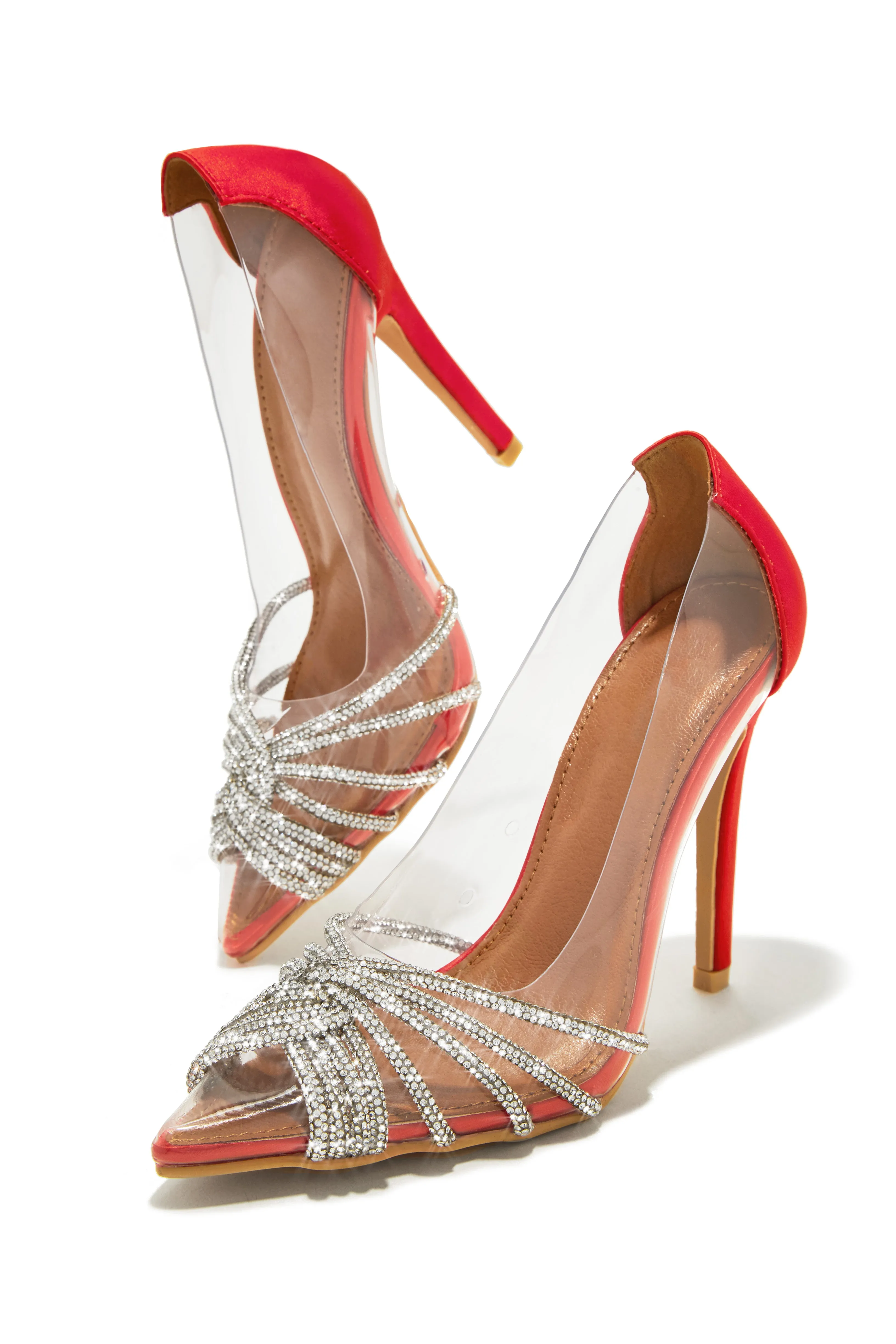 Champagne Toast Embellished Pointed Toe Pumps - Red sold by Miss Lola