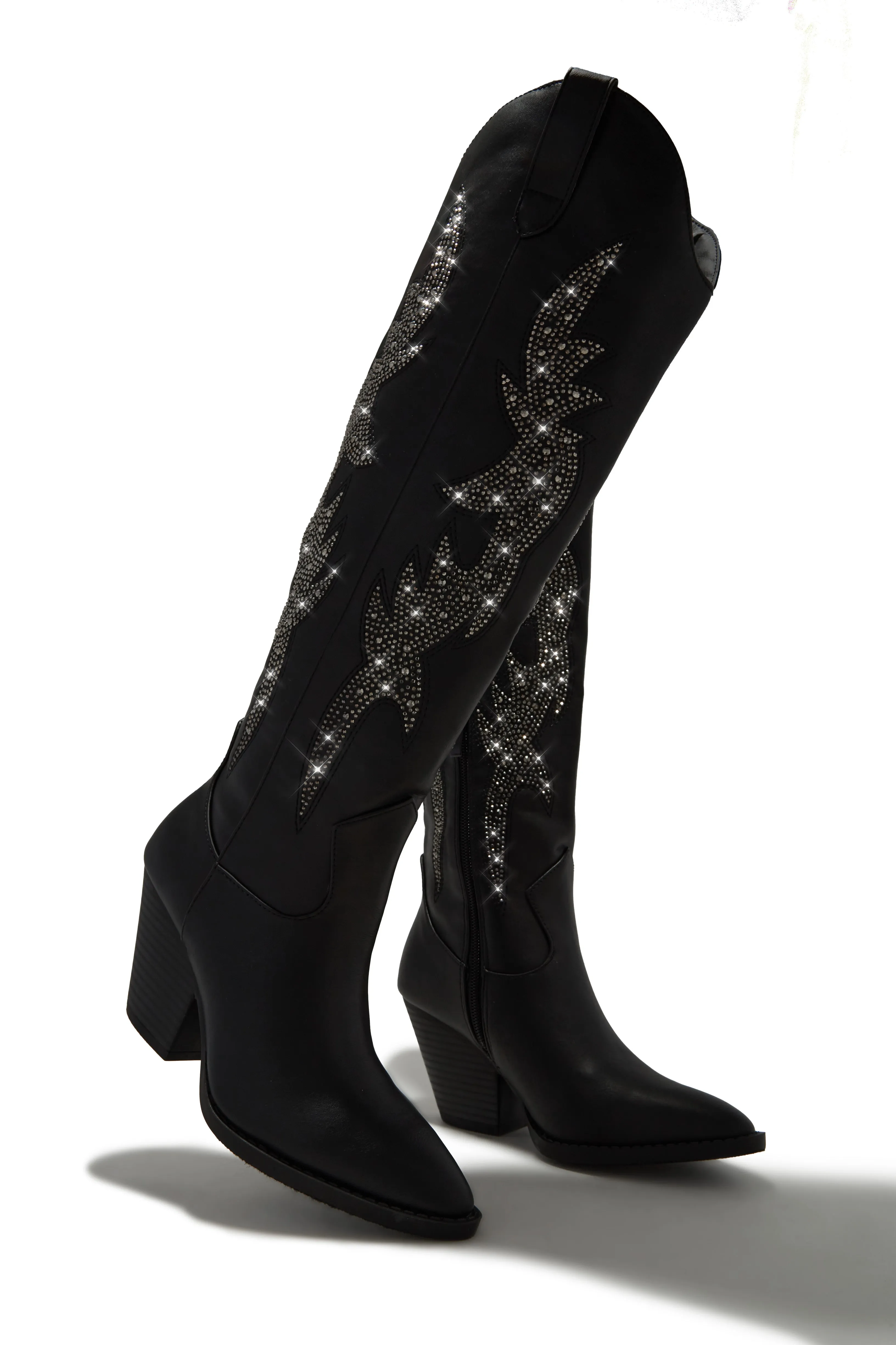 Austin Embellished Cowgirl Boots - Black sold by Miss Lola product image thumbnail 3