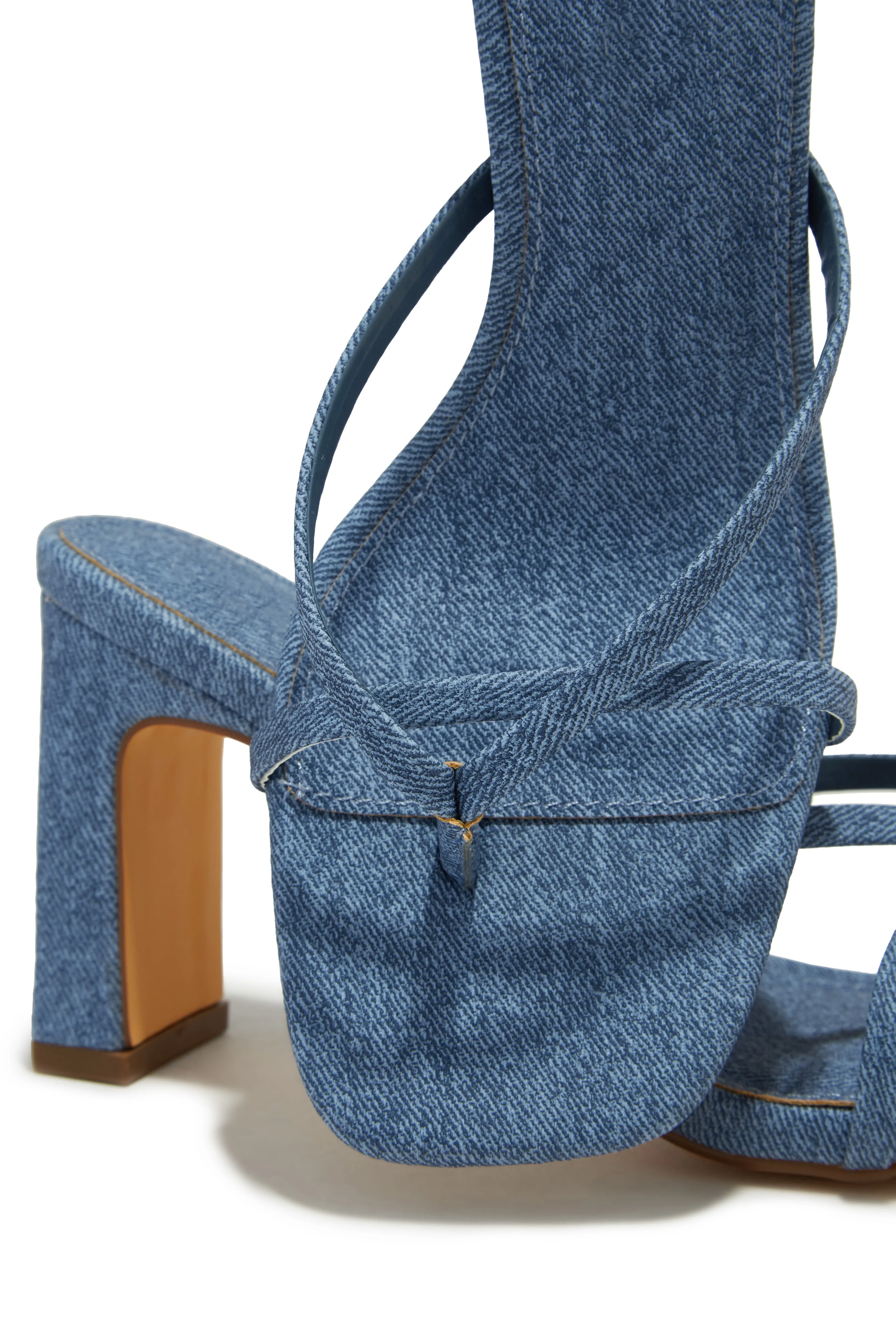 Jiani Mid Heel Mules - Denim sold by Miss Lola product image thumbnail 3