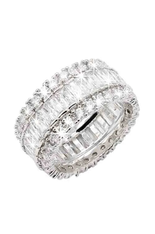 Icy Princess  CZ Rhodium Plated Band Ring - Silver sold by Miss Lola