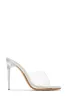 Amerie Clear High Heel Mules - Silver sold by Miss Lola