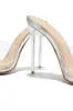 Amerie Clear High Heel Mules - Silver sold by Miss Lola