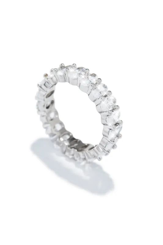 Icy Cubic Zirconia Band Ring - Silver sold by Miss Lola