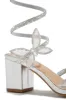 Fantasy Embellished Around The Ankle Coil Block Heels - Silver sold by Miss Lola