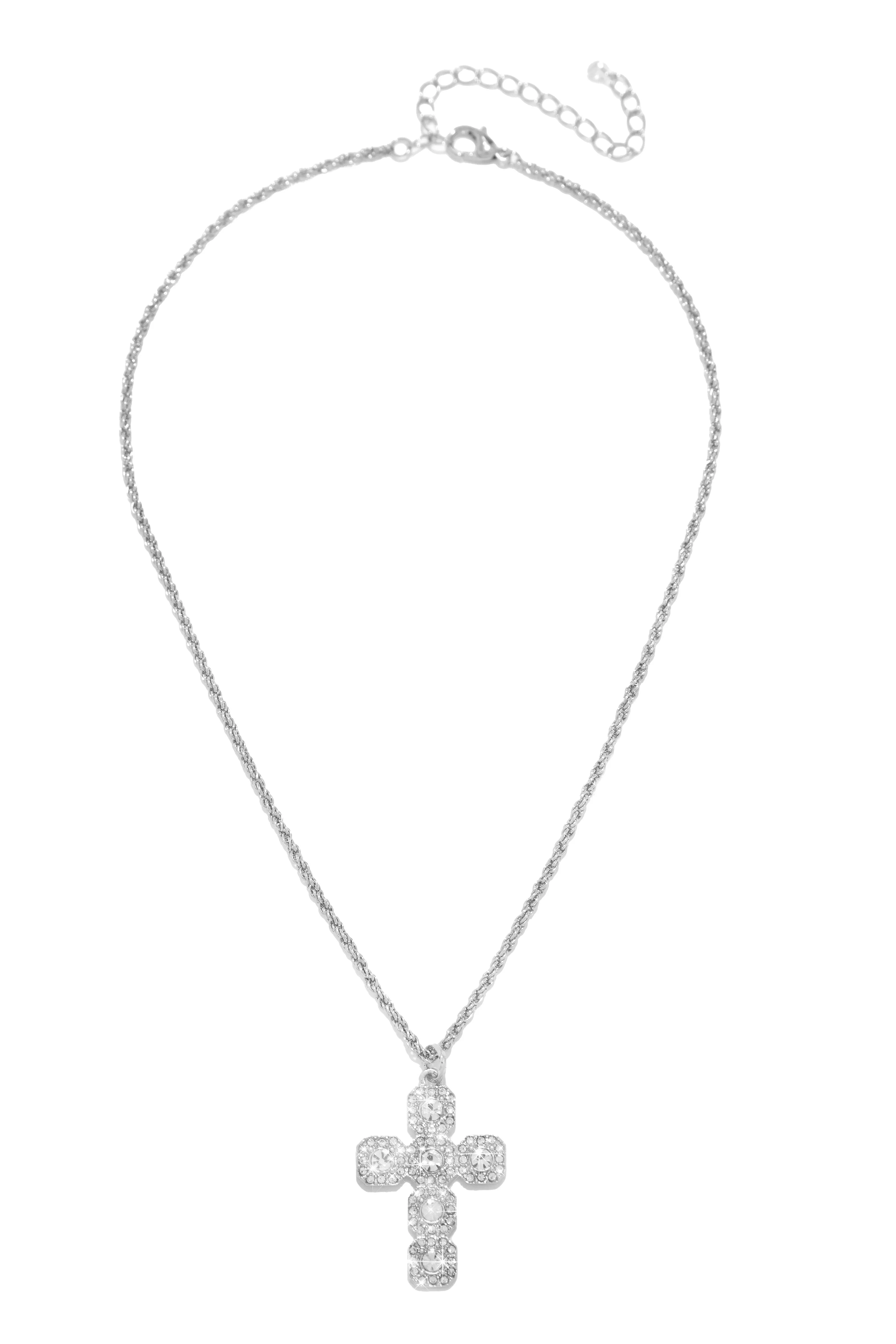 Amore Embellished Cross Pendant Necklace - Silver sold by Miss Lola product image thumbnail 2