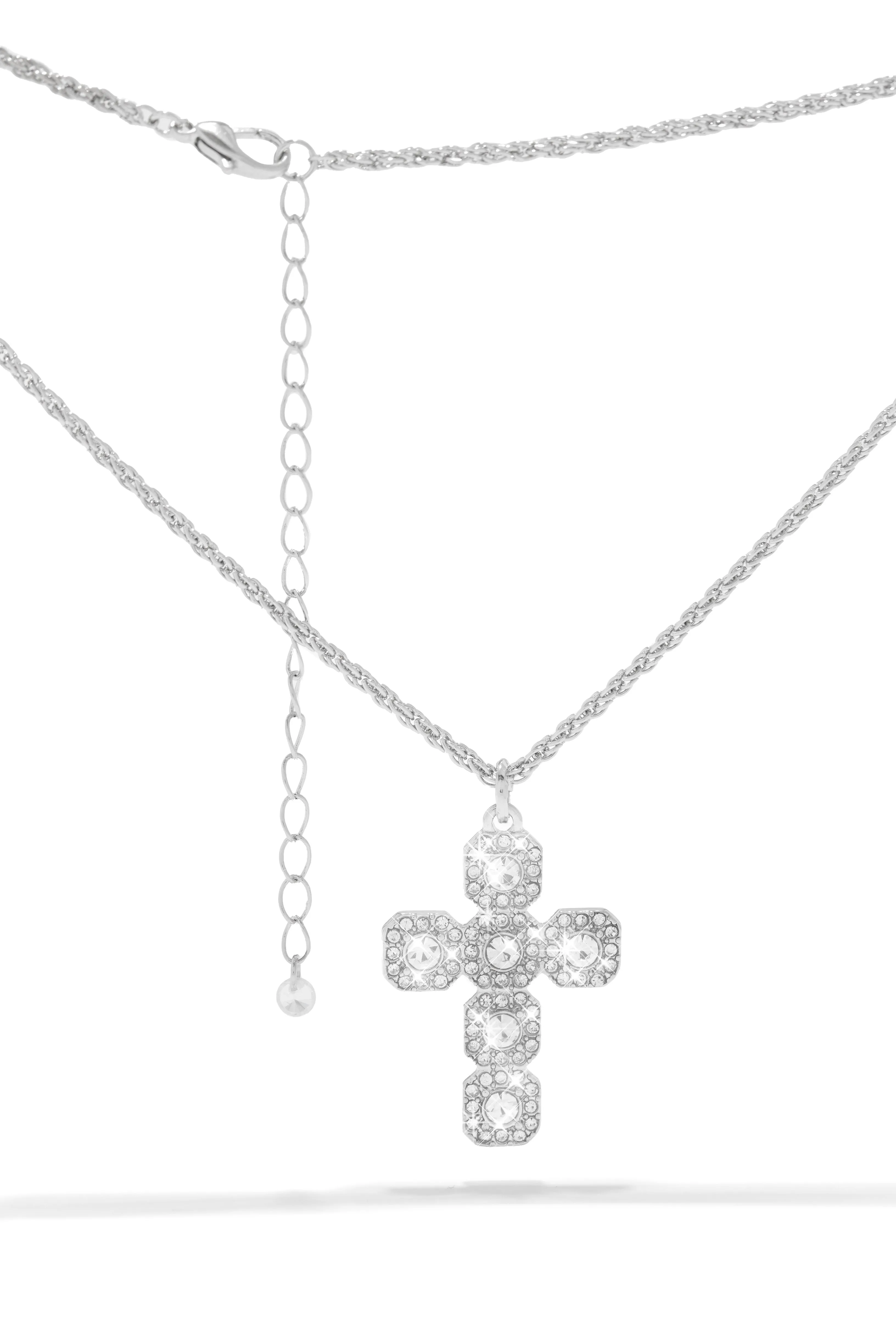 Amore Embellished Cross Pendant Necklace - Silver sold by Miss Lola product image thumbnail 3
