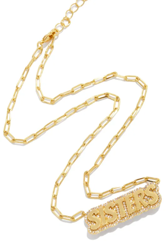 Sisters Necklace Gold Dipped Cubic Zirconia Necklace - Gold sold by Miss Lola