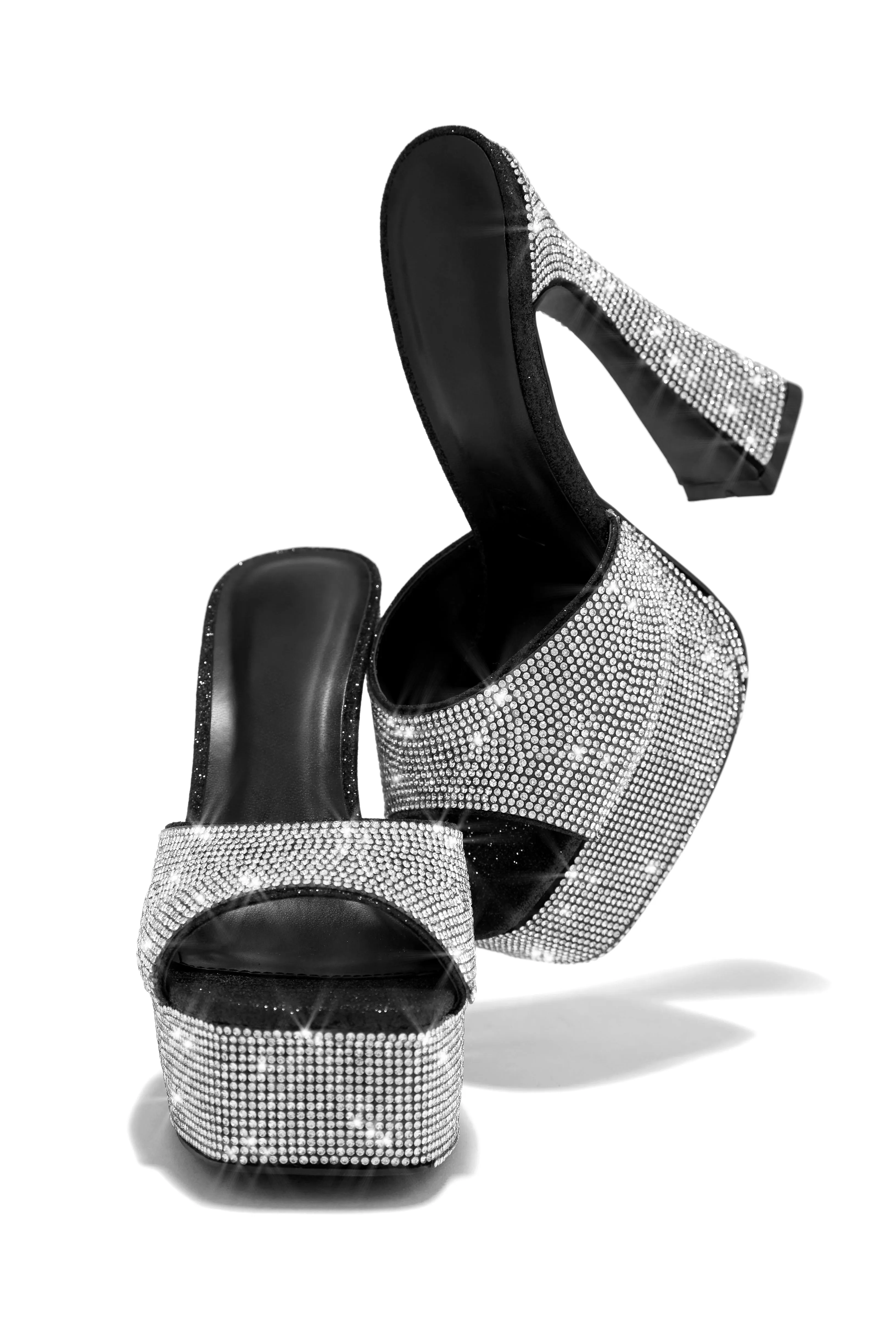 Girls Night Embellished High Heel Platform Mules - Black sold by Miss Lola product image thumbnail 3