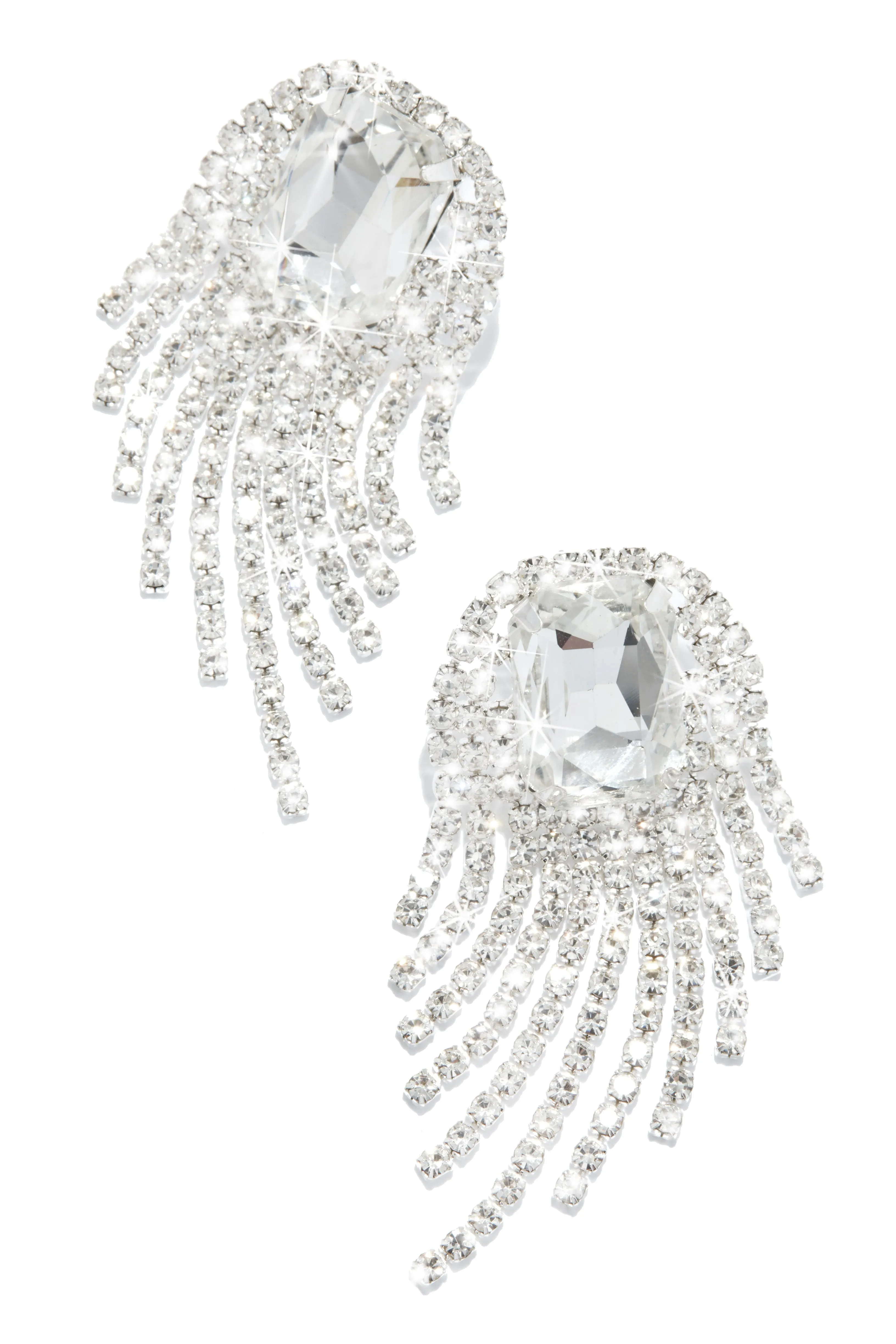 Tatiana Embellished Dangle Earring - Silver sold by Miss Lola