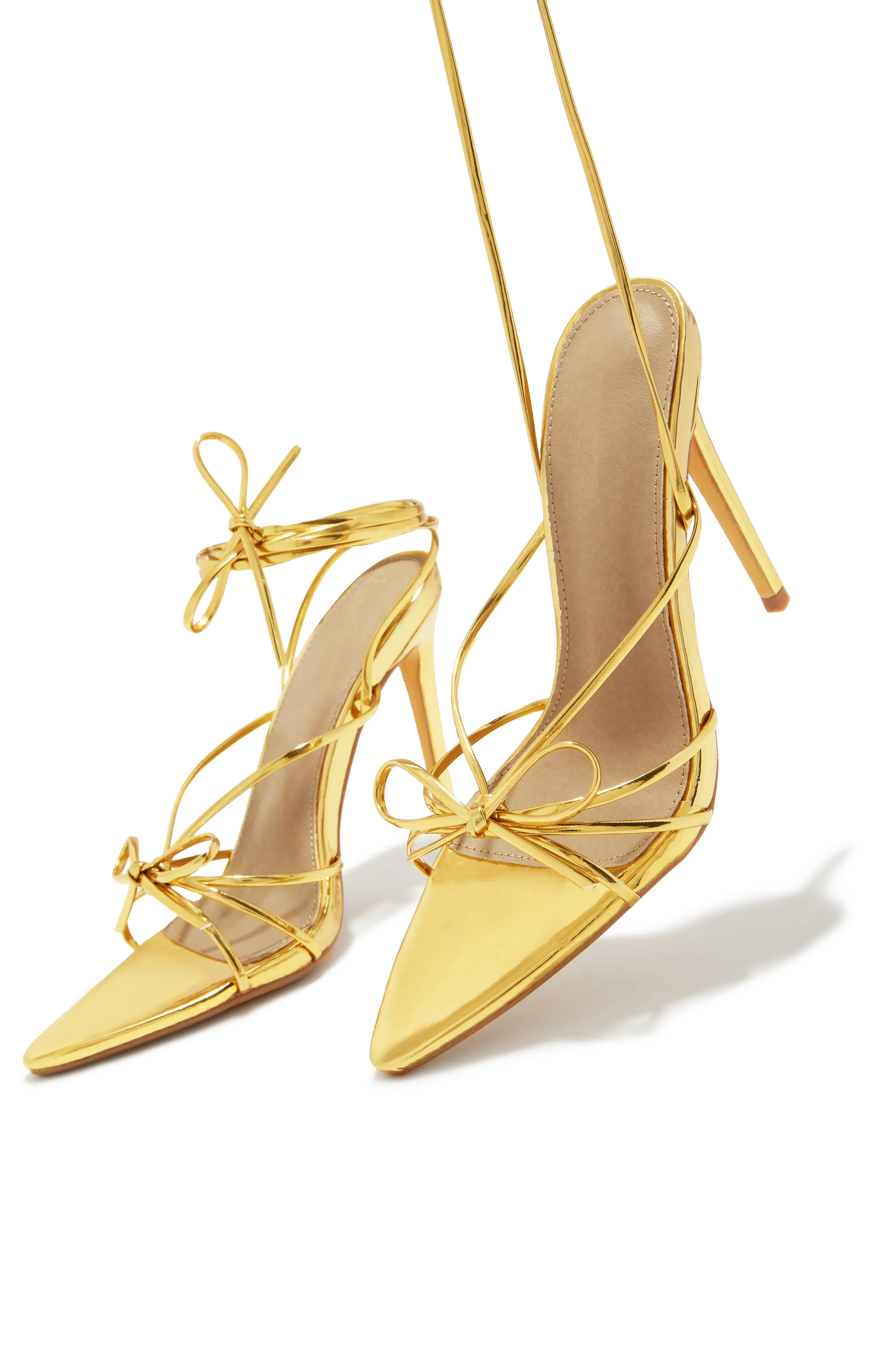 Joelle Lace Up High Heels - Gold sold by Miss Lola product image thumbnail 4