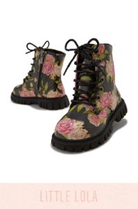 Valentina Lace Up Boots - Floral sold by Miss Lola
