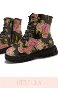 Valentina Lace Up Boots - Floral sold by Miss Lola