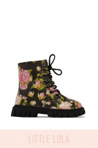 Valentina Lace Up Boots - Floral sold by Miss Lola