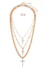 I Am Loved Cross Pendant Layered Necklace Set - Gold sold by Miss Lola
