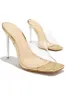 Amerie Clear High Heel Mules - Gold sold by Miss Lola