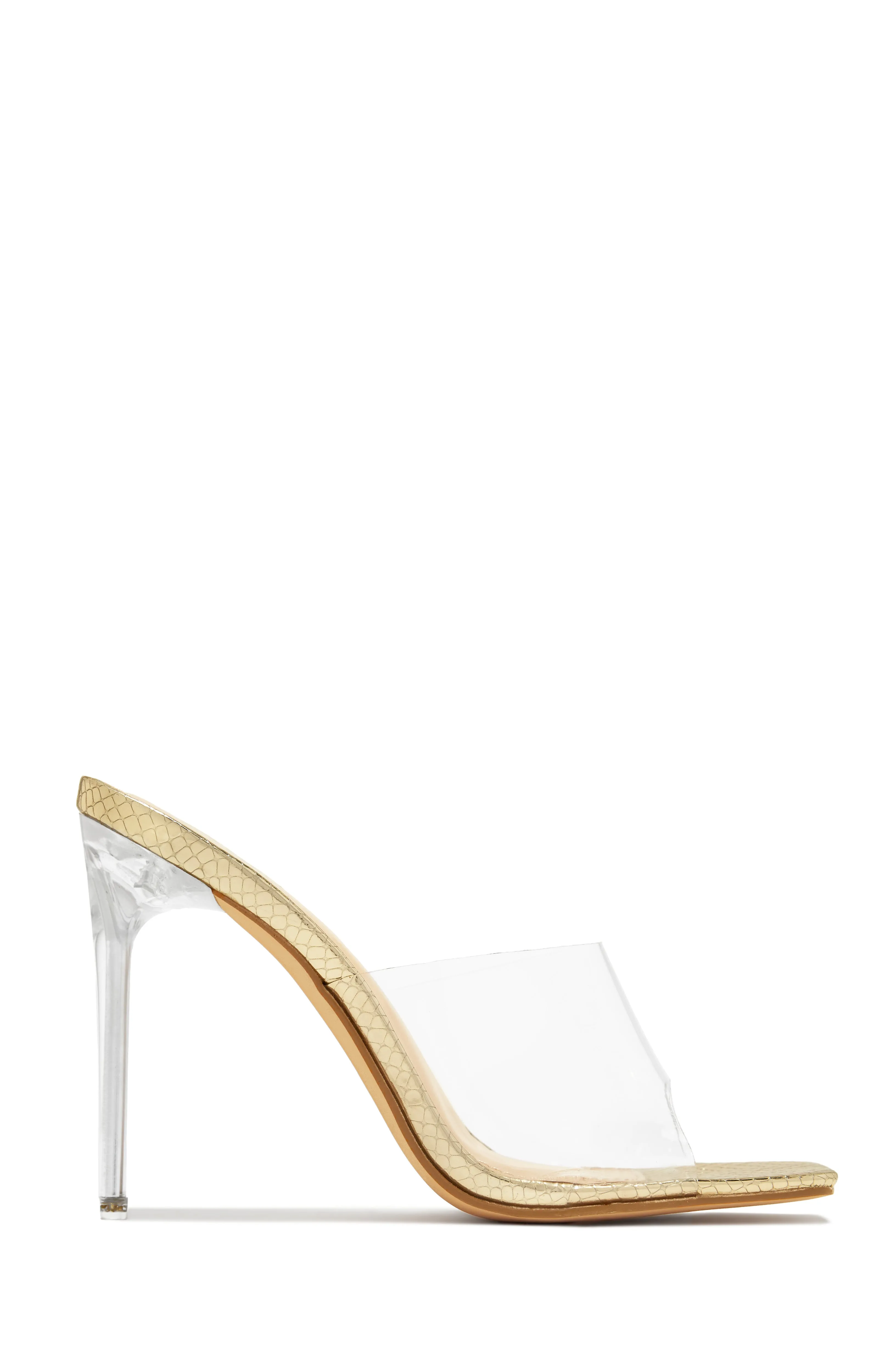 Amerie Clear High Heel Mules - Gold sold by Miss Lola product image thumbnail 5