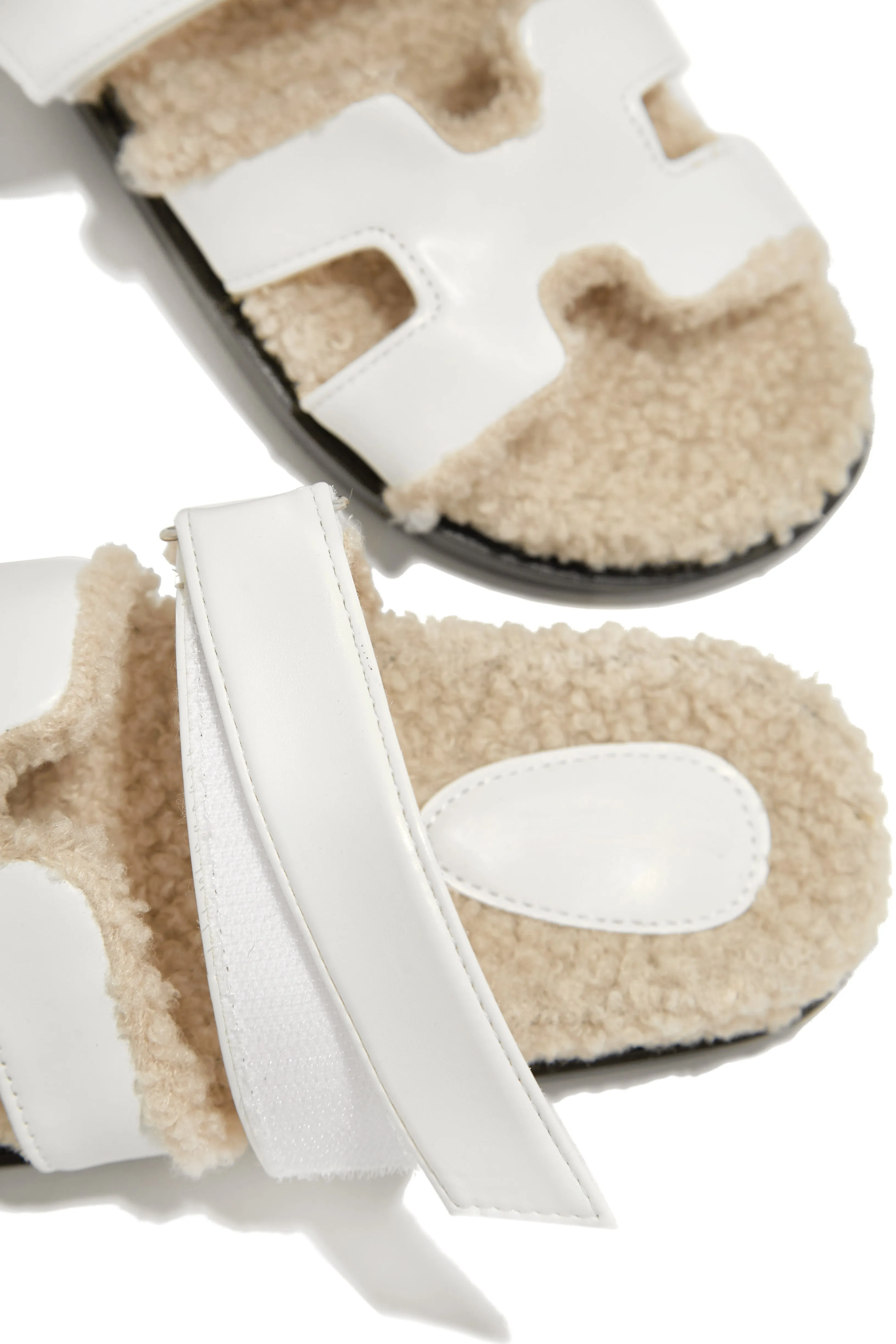 Bailey Faux Sherpa Slip On Sandals - White sold by Miss Lola product image thumbnail 4