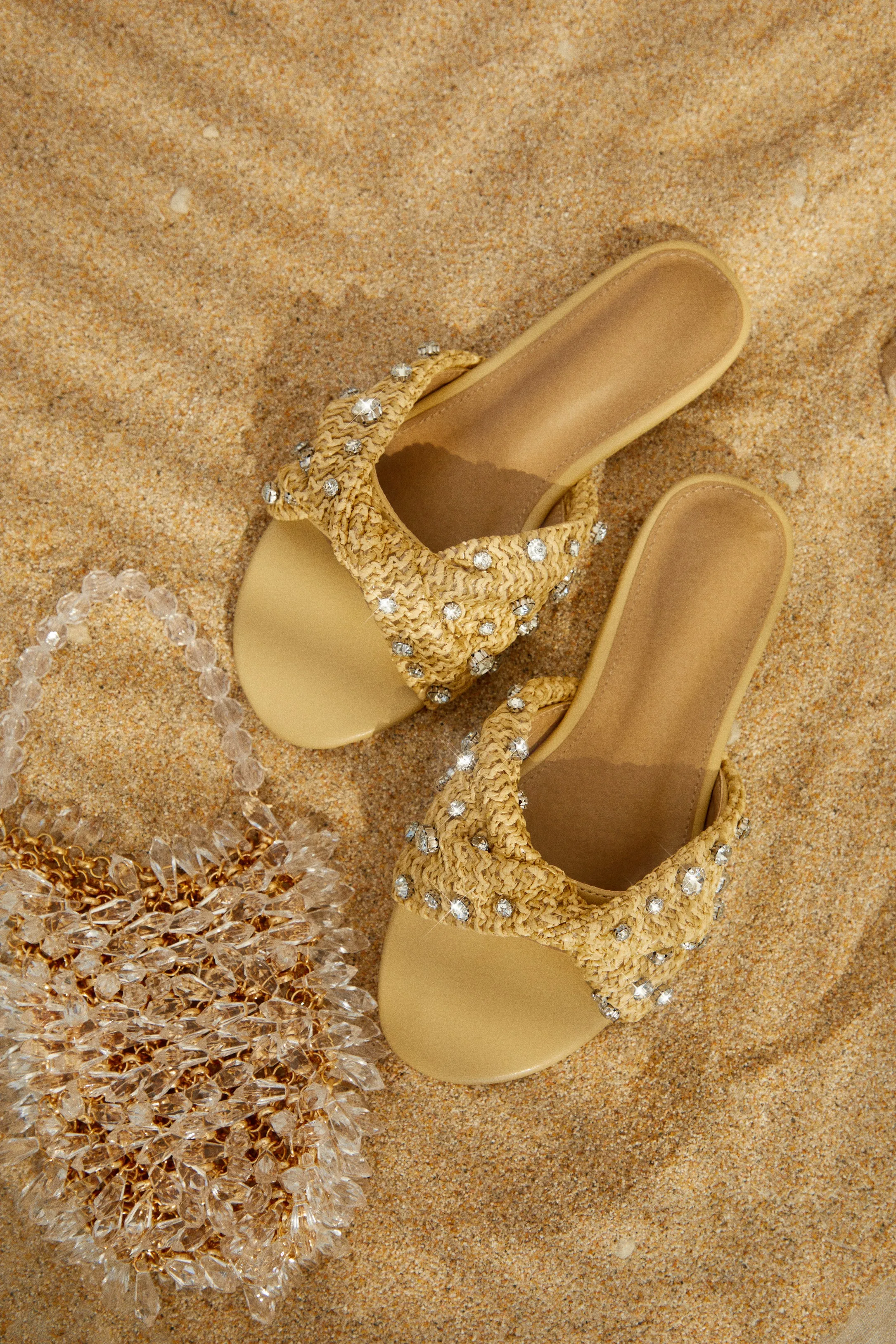 Cabana Sunsets Embellished Slip On Sandals - Nude sold by Miss Lola product image thumbnail 2