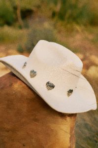 Heartbreaker Heart Pendants Hat - Cream sold by Miss Lola