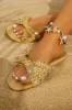 Cabana Sunsets Embellished Slip On Sandals - Nude sold by Miss Lola