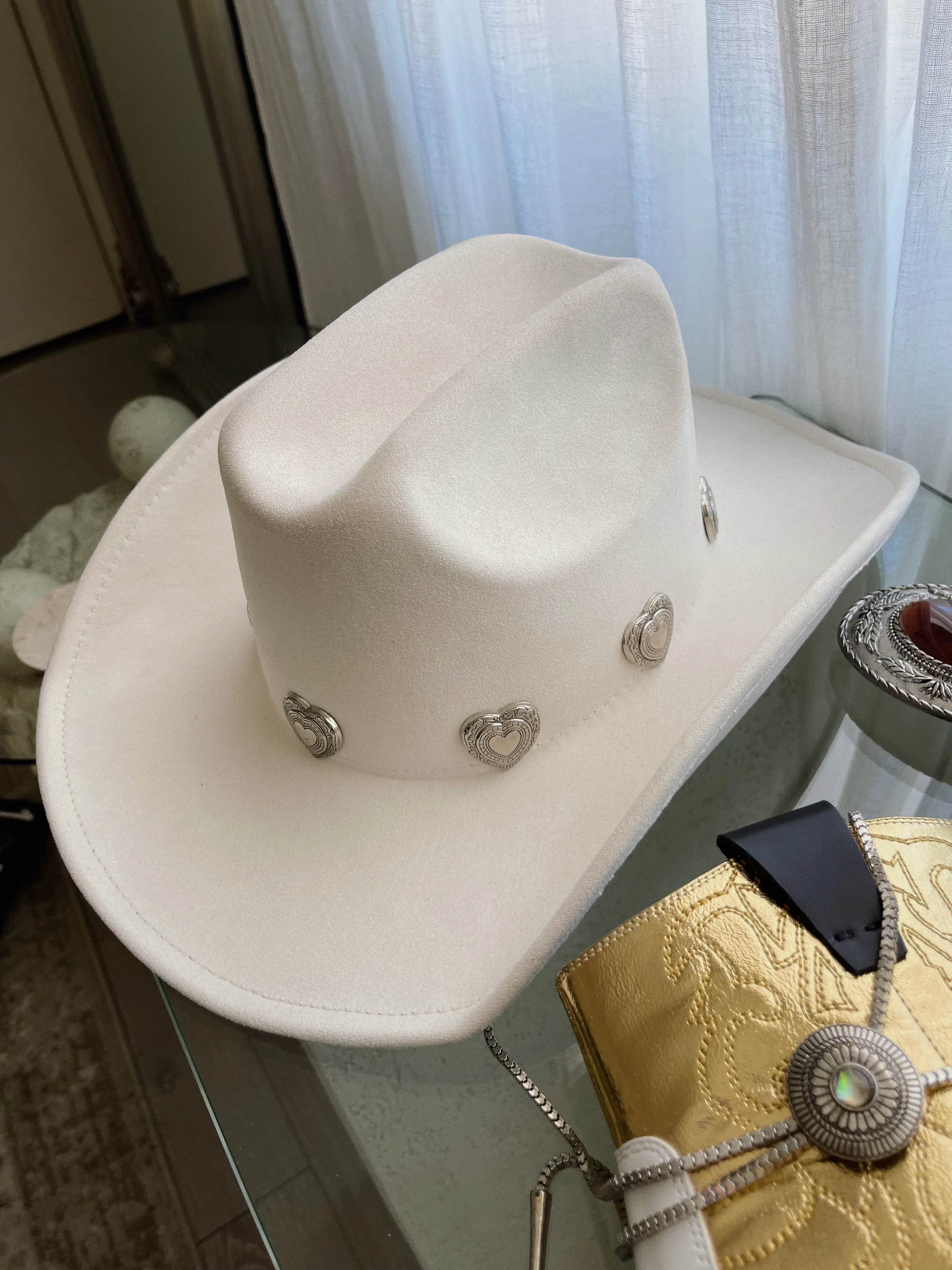 Heartbreaker Heart Pendants Cowgirl Hat - Cream sold by Miss Lola product image thumbnail 3