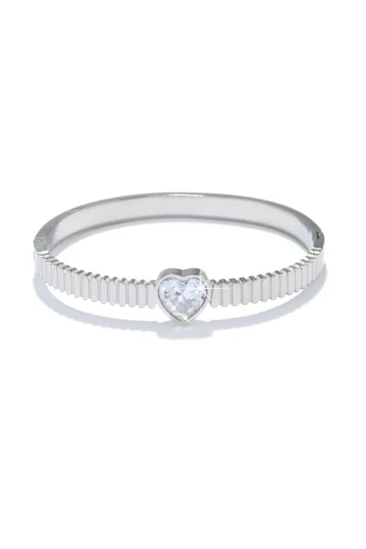 Love Yours Heart Bangle Bracelet - Silver sold by Miss Lola